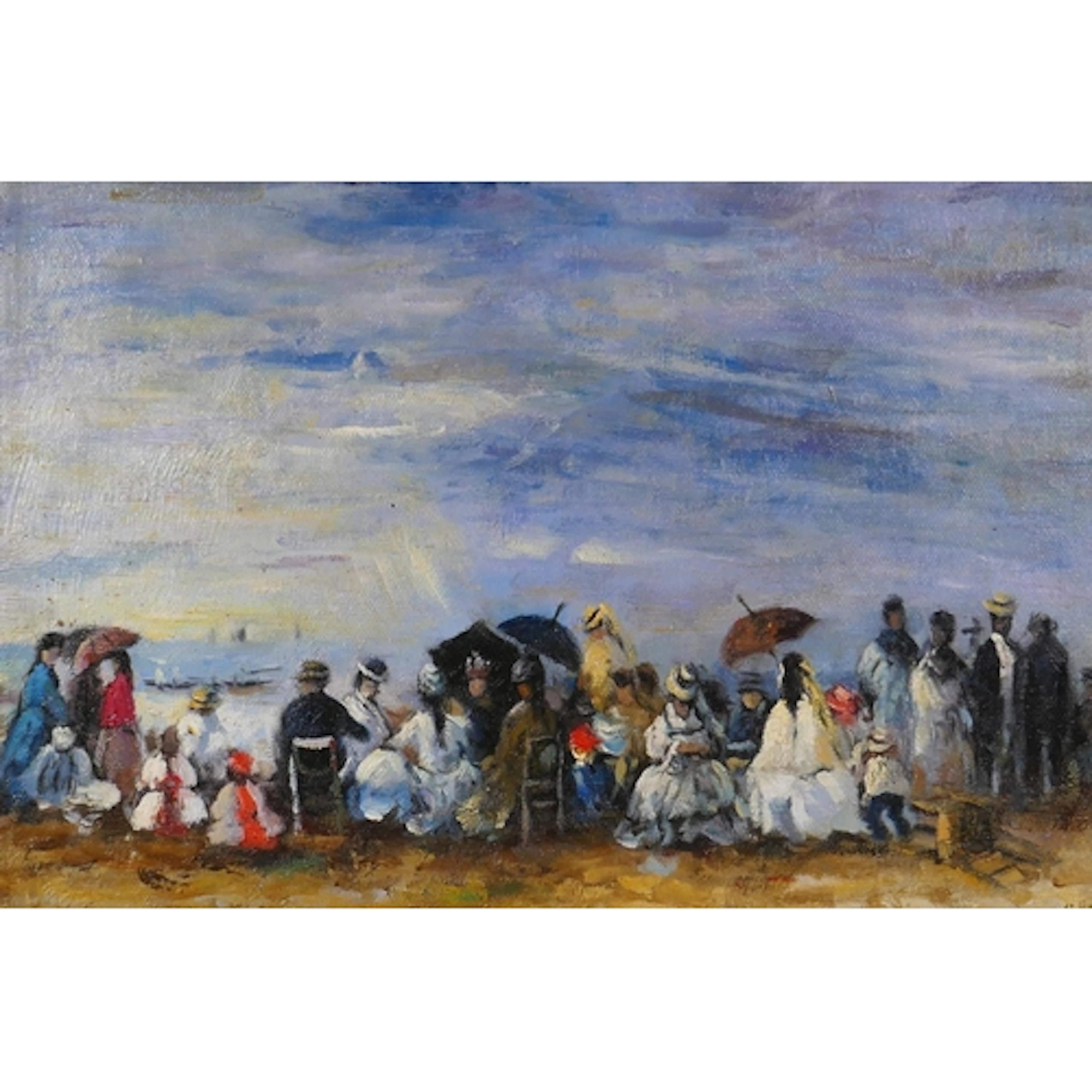 Beach scene in the manner of Eugene Boudin, oil on canvas, 3...