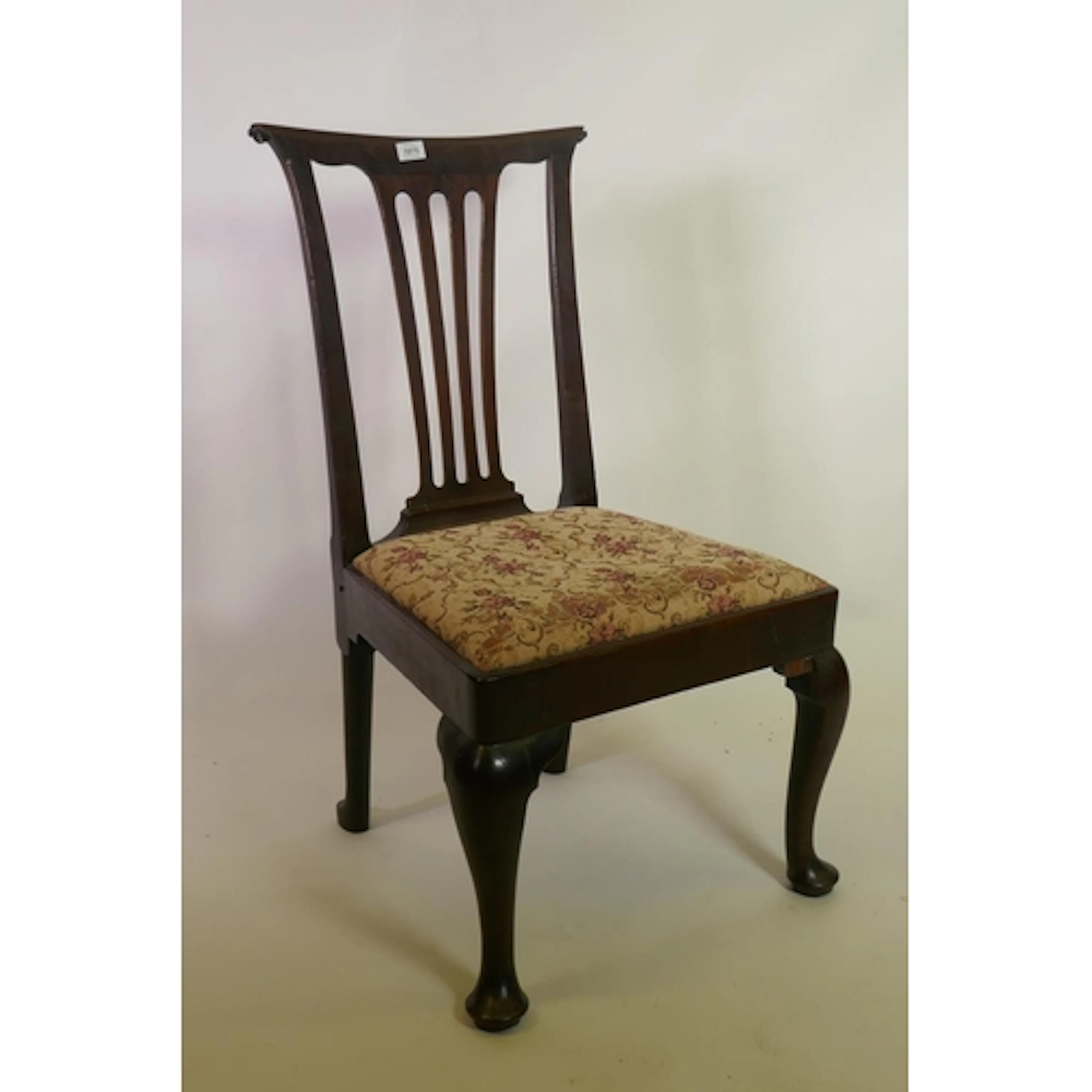 C18th mahogany Chippendale style side chair with pierced spl...