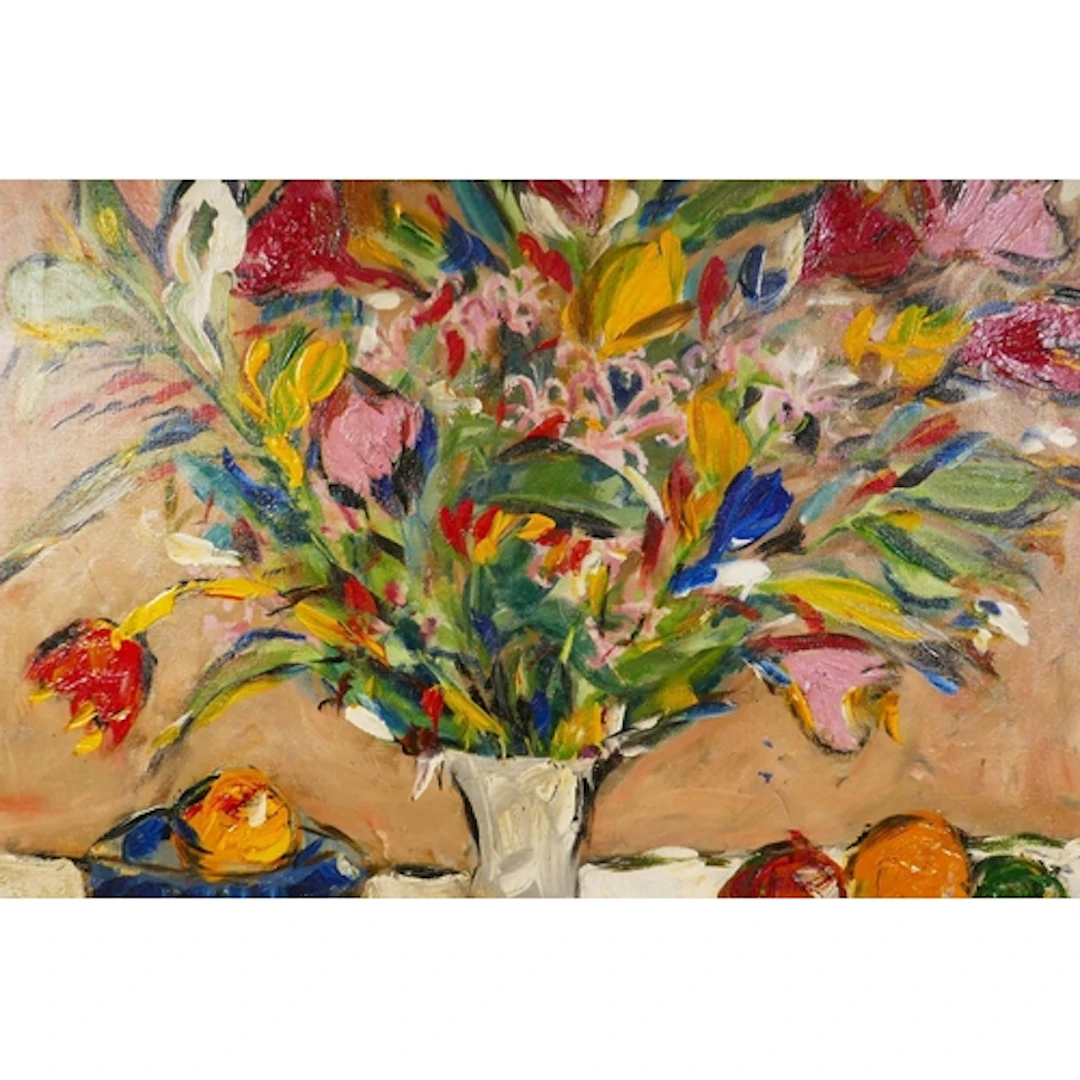 Still life with flowers, bears signature W. Dring, oil on ca...