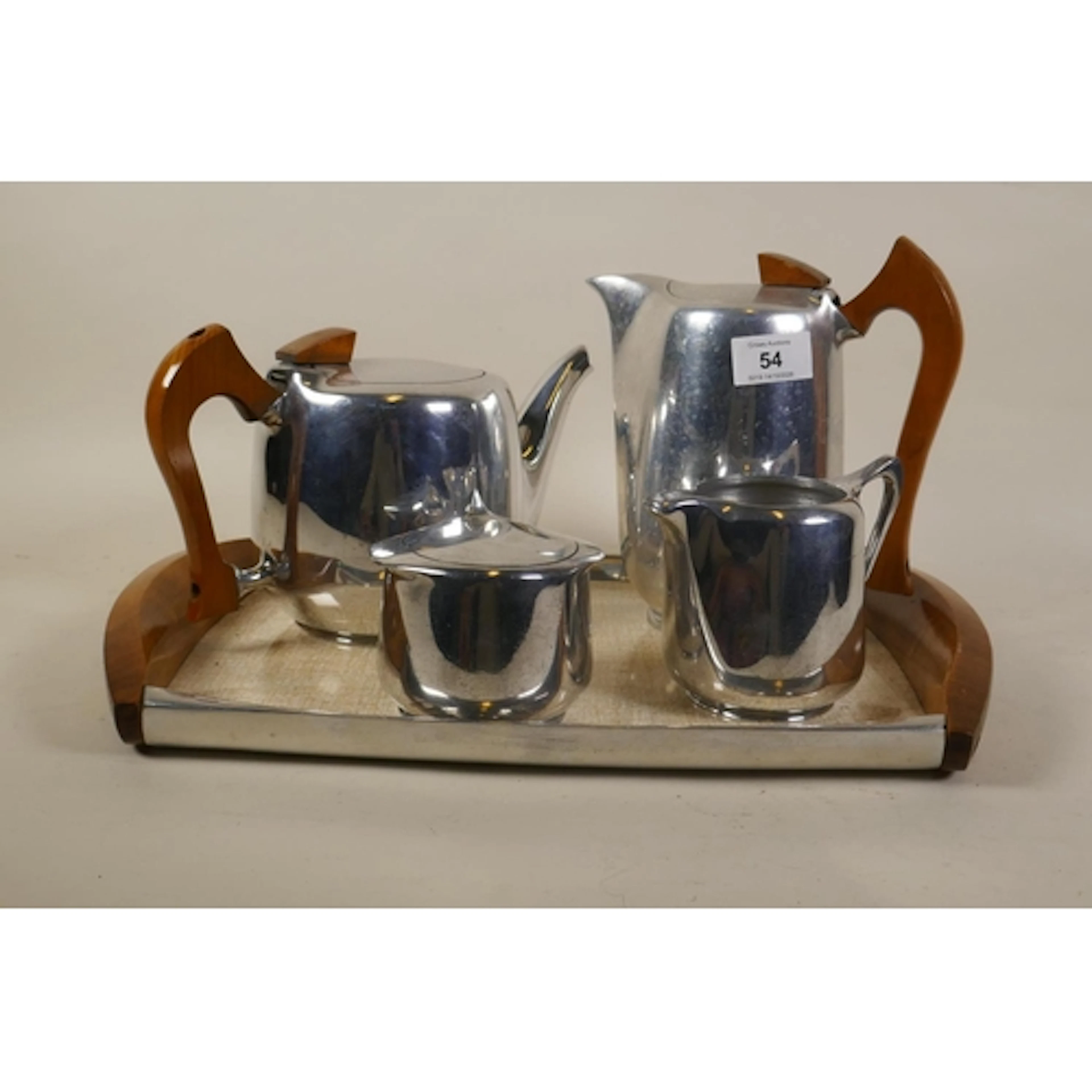 Picquot ware tea/coffee set on tray