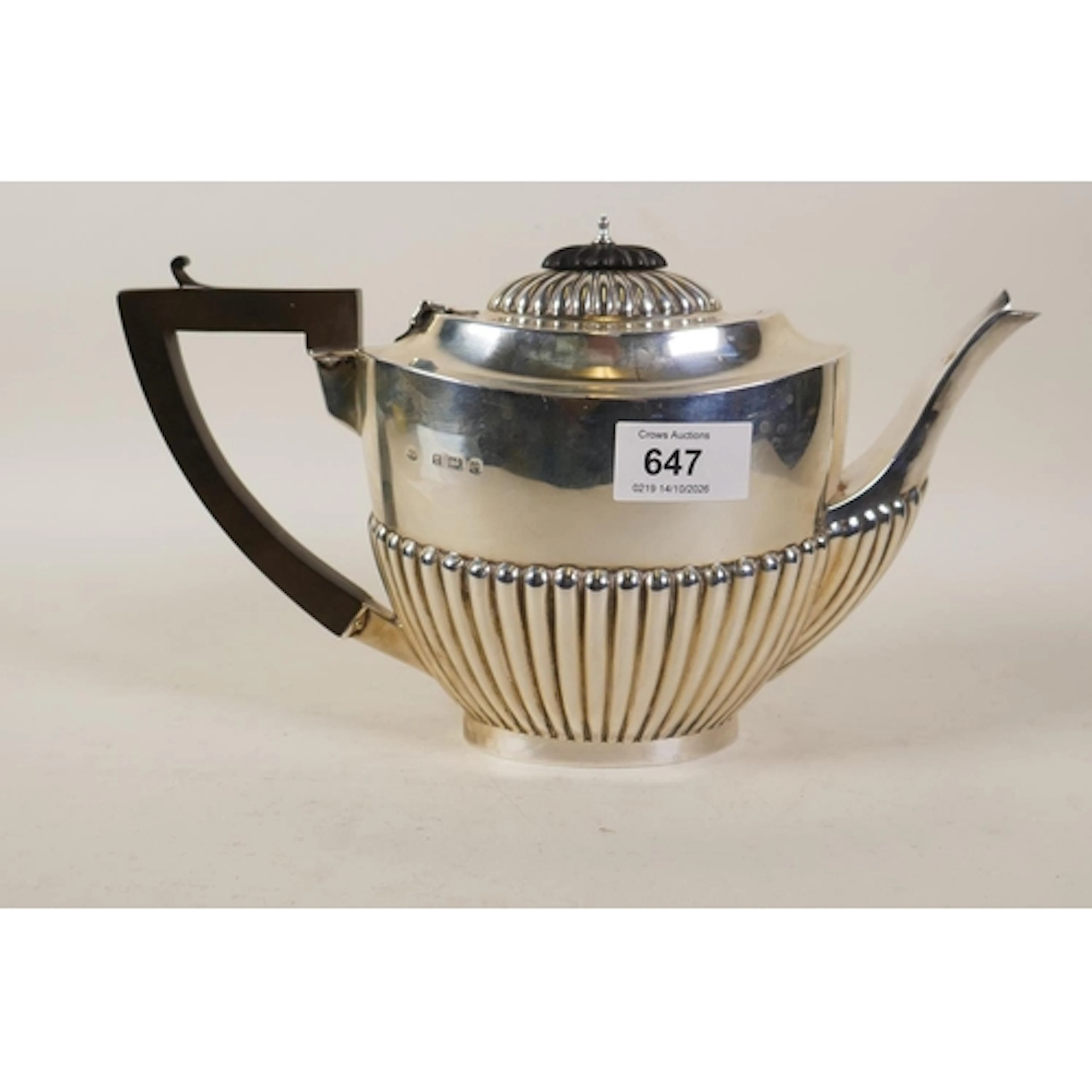 Hallmarked silver tea pot, Birmingham 1906, William Aitken, ...