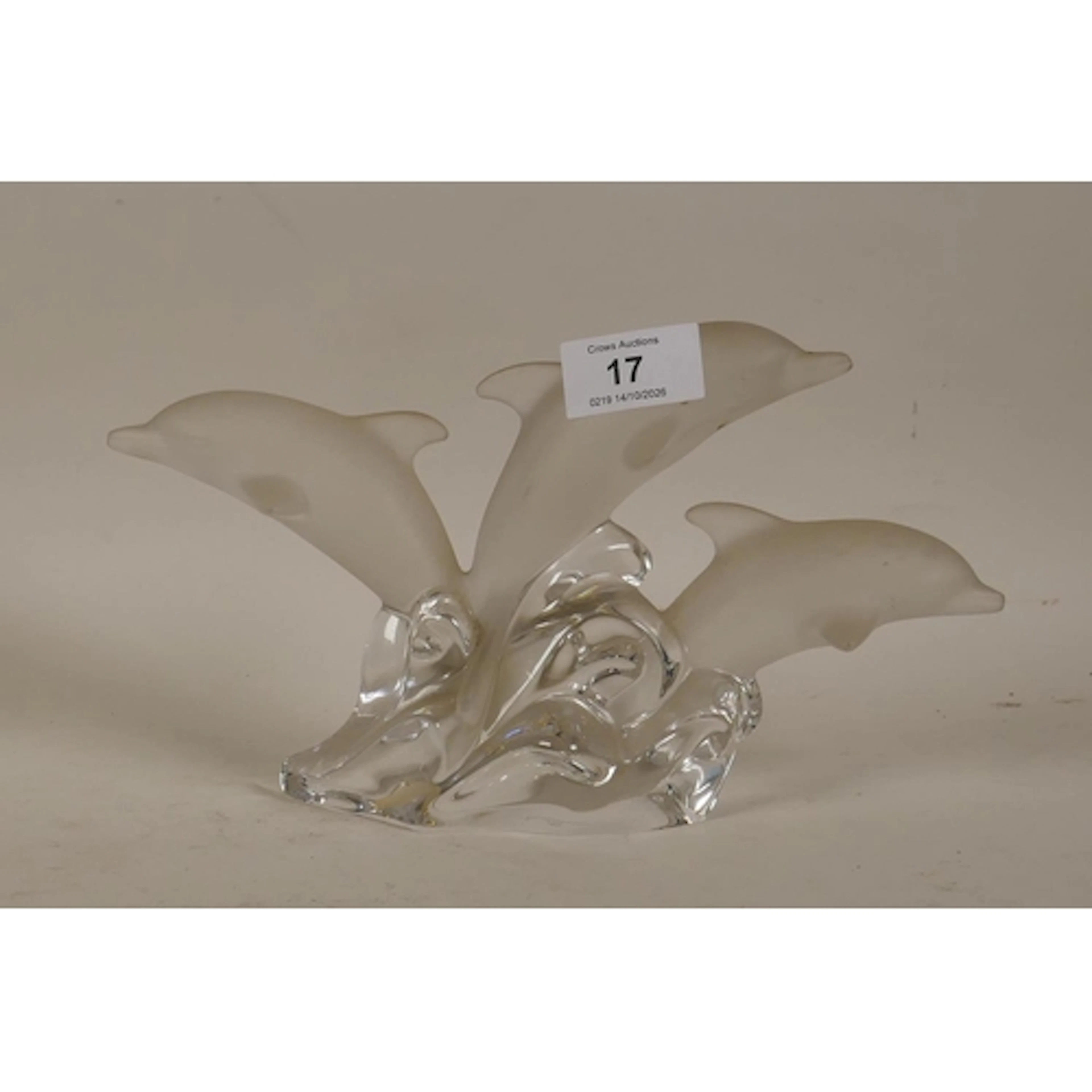 Nachtmann crystal glass figure of three leaping dolphins, 15...