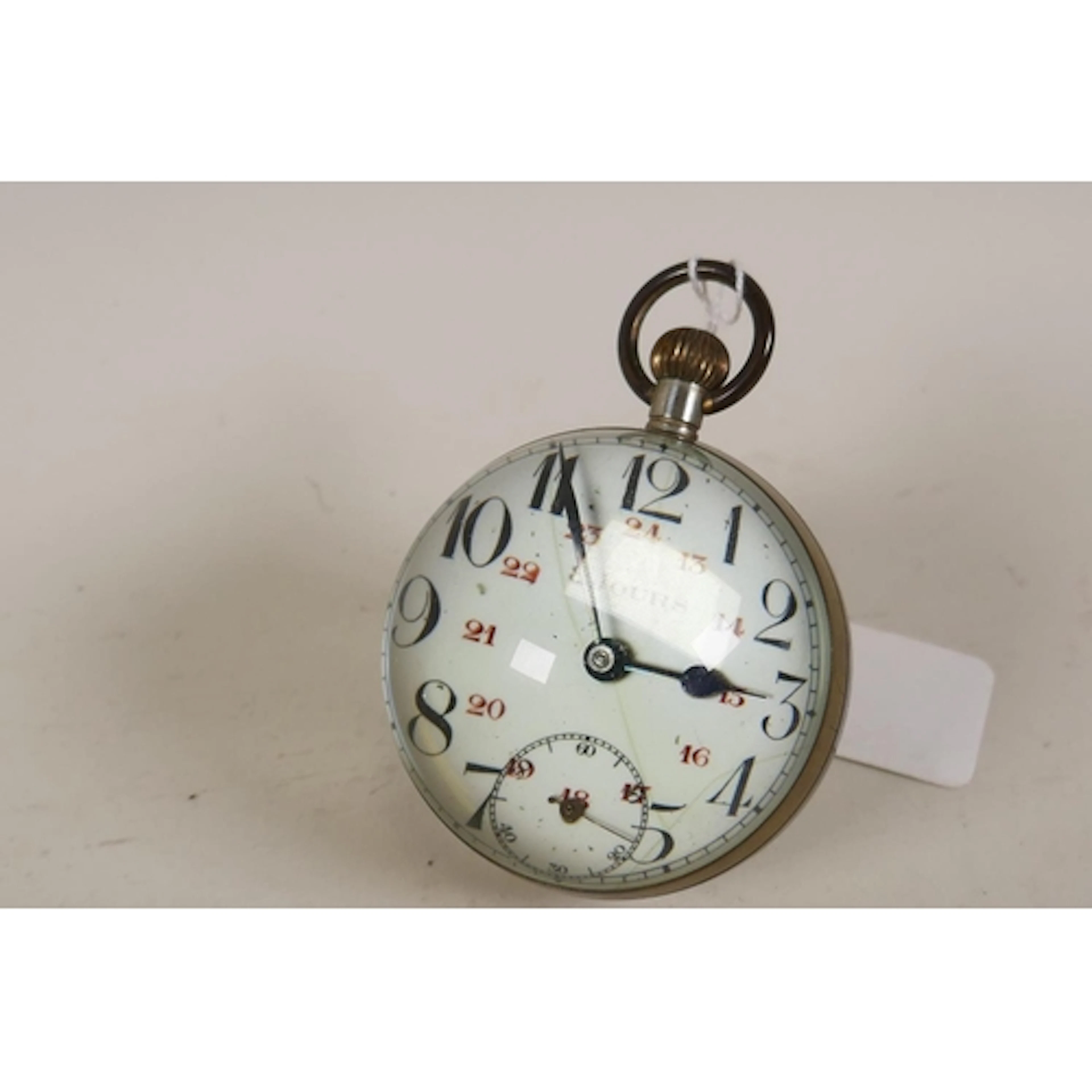 An antique French eight day glass desk ball clock, the ename...
