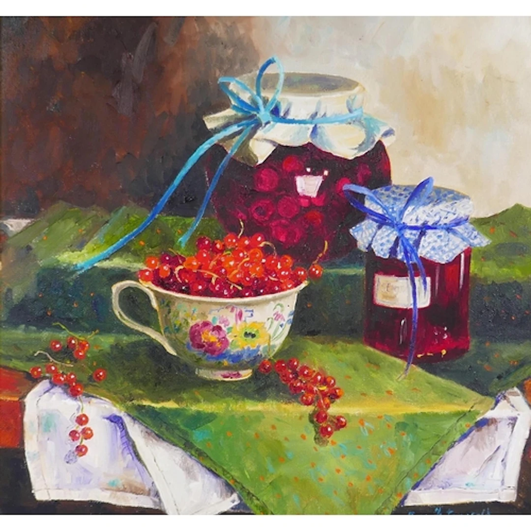 Sue Fitzgerald, (British, b.1946), still life with fruits an...