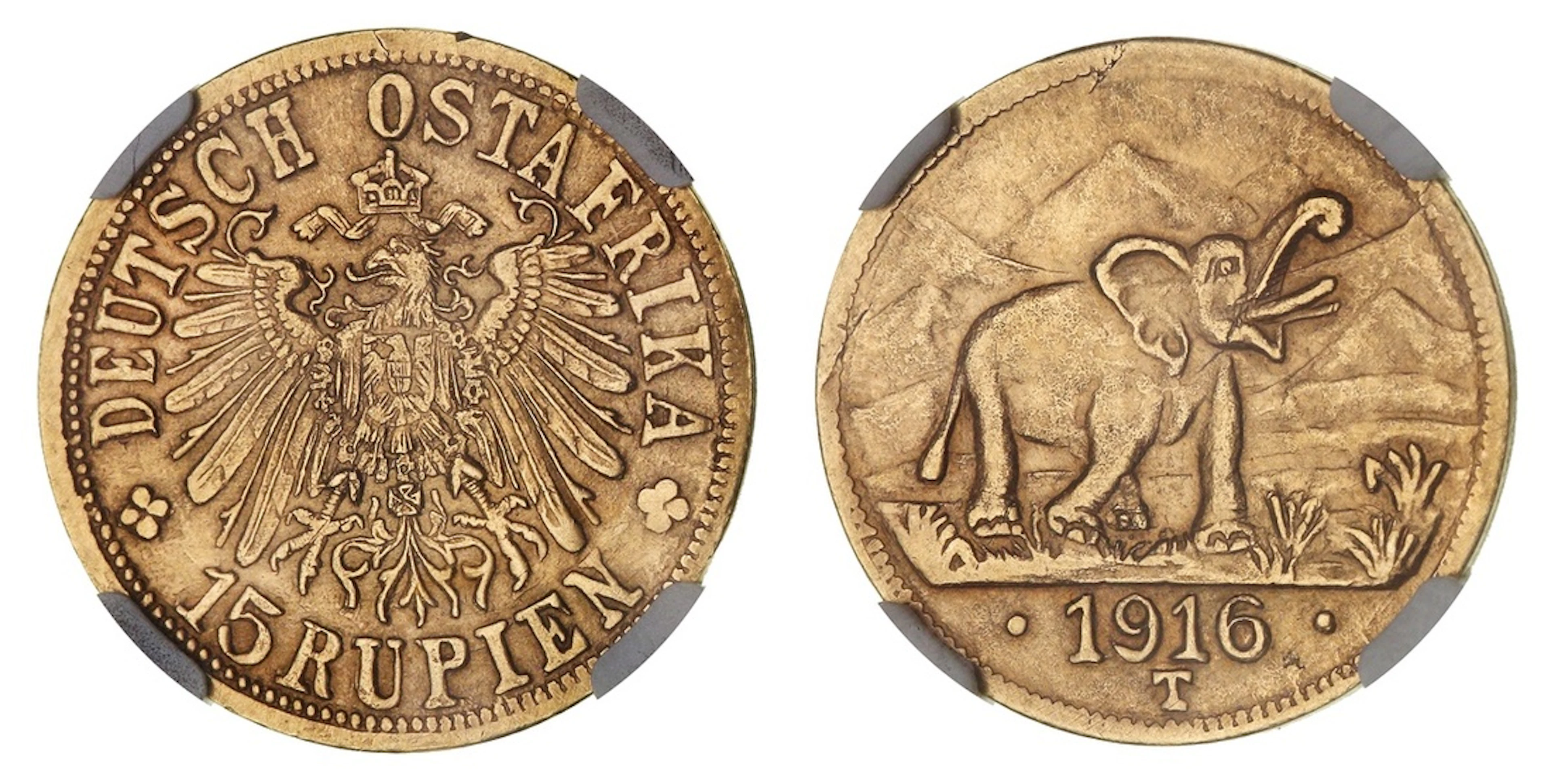NGC AU | German East Africa, Wilhelm II (1888-1918), Gold 15-Rupien