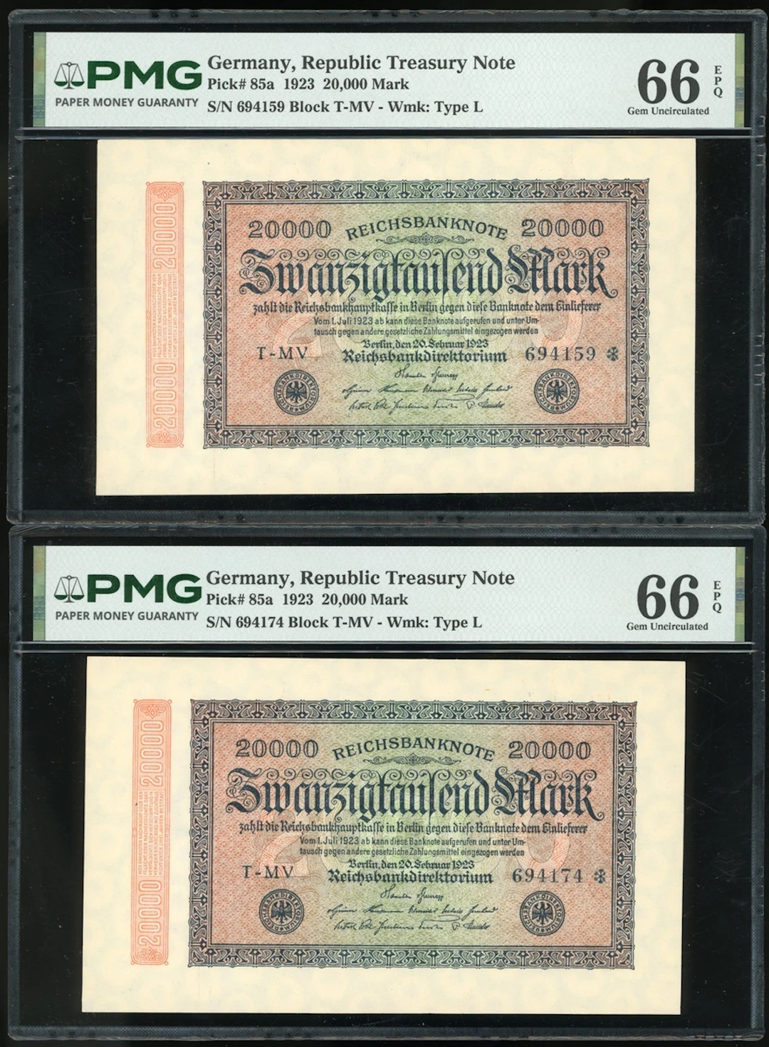 Germany, Reichsbanknote, Republic Treasury Note, 20000 Mark (2), 1923