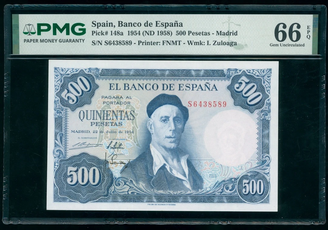 Banco de Espana, Spain, 500 pesetas, 1954, serial number S6438589, (Pick 148a)