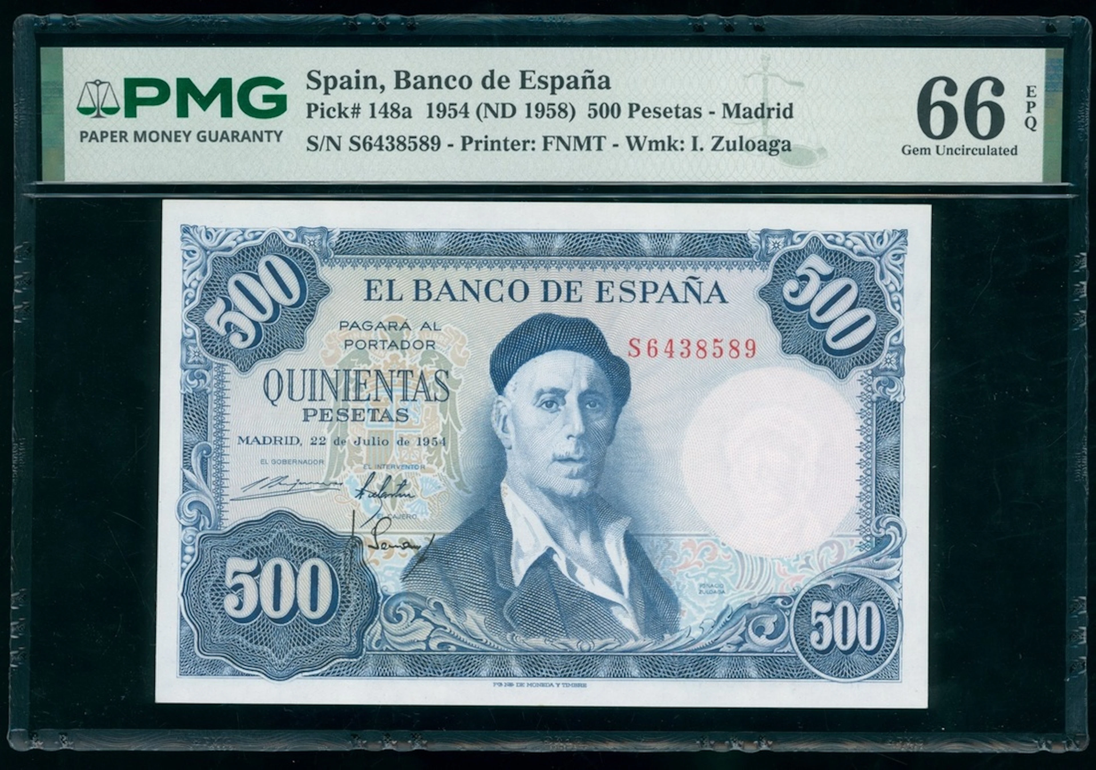 Banco de Espana, Spain, 500 pesetas, 1954, serial number S6438589, (Pick 148a)