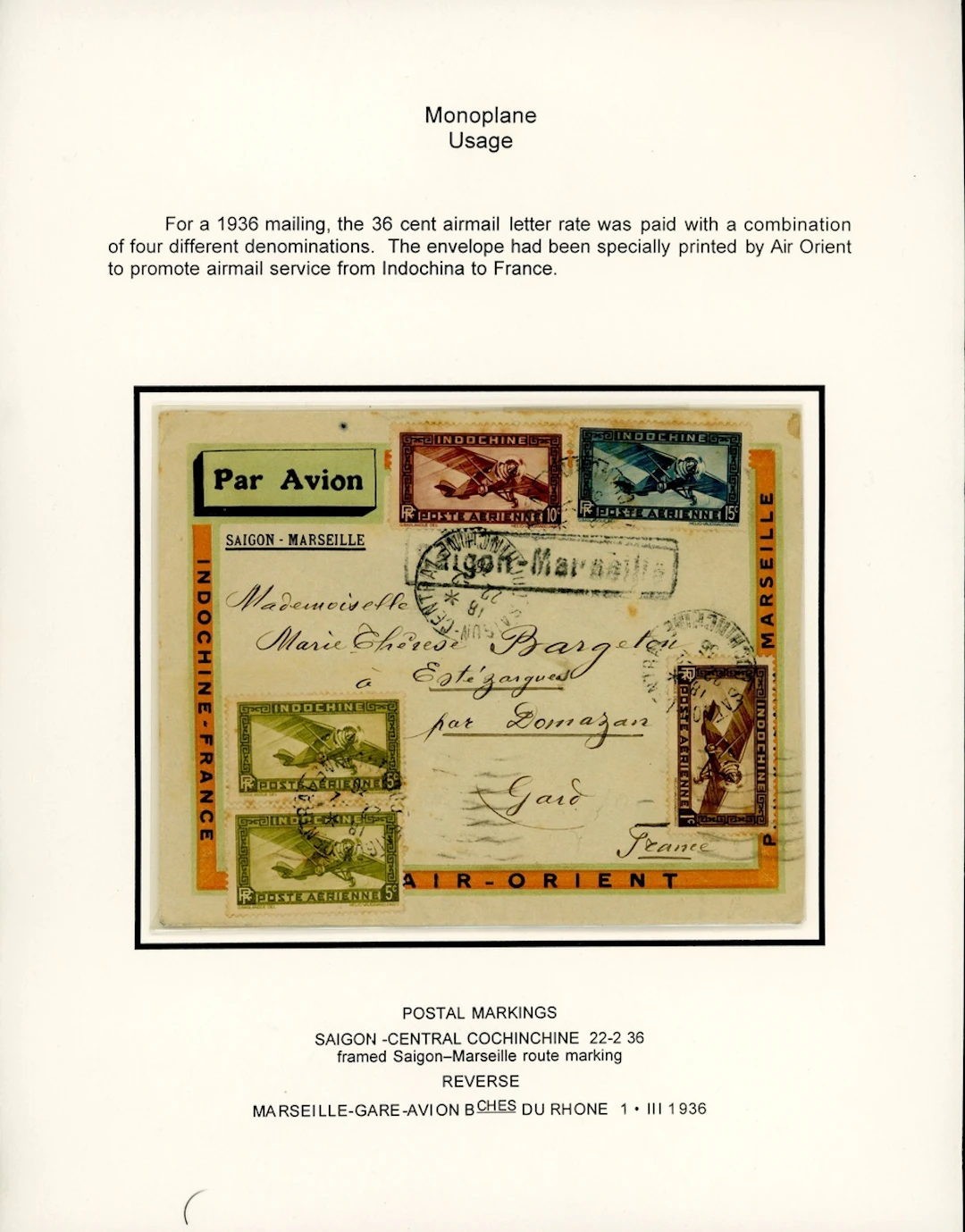 Indo-China French Indo-Chinese Post Office Airmail issues