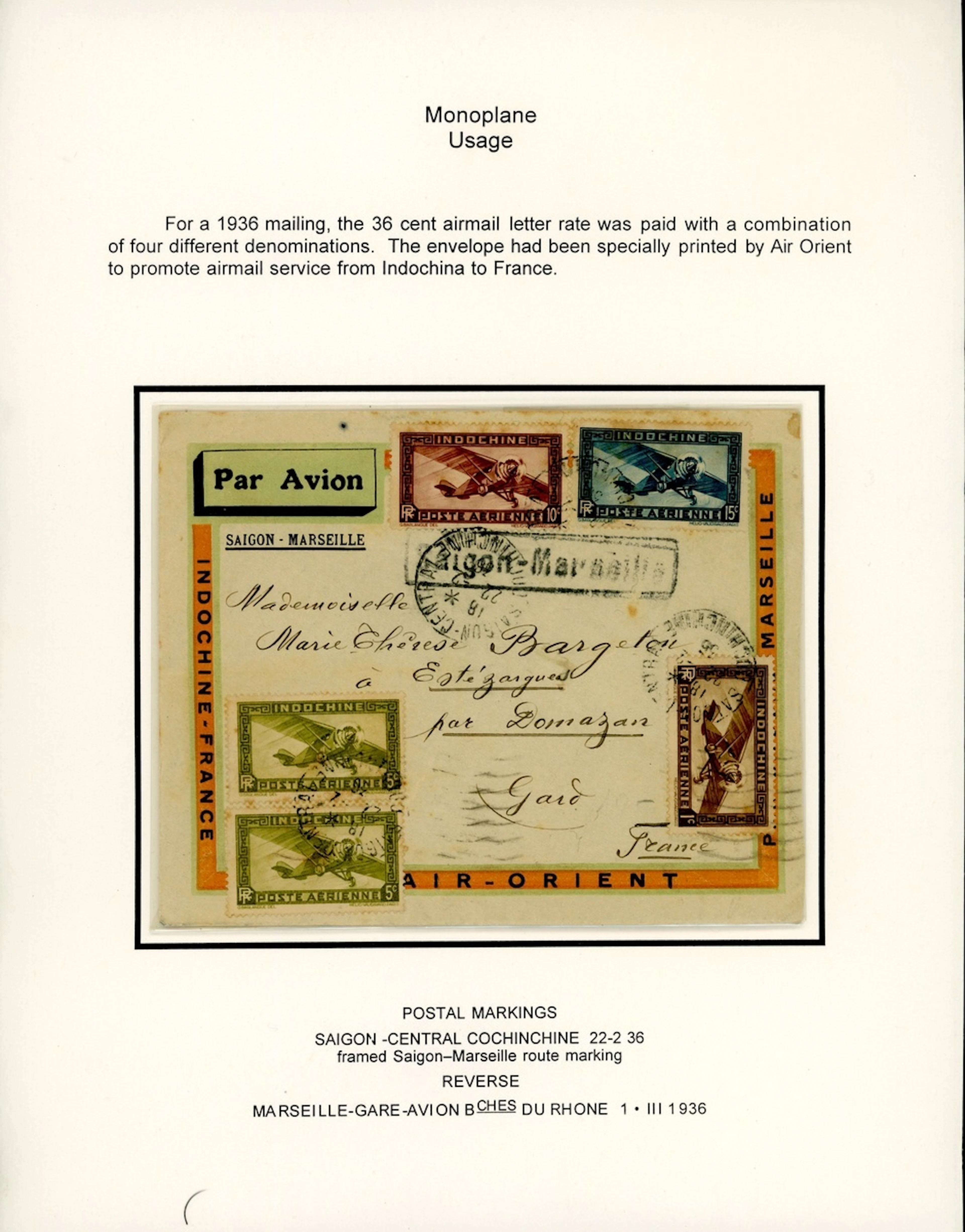 Indo-China French Indo-Chinese Post Office Airmail issues