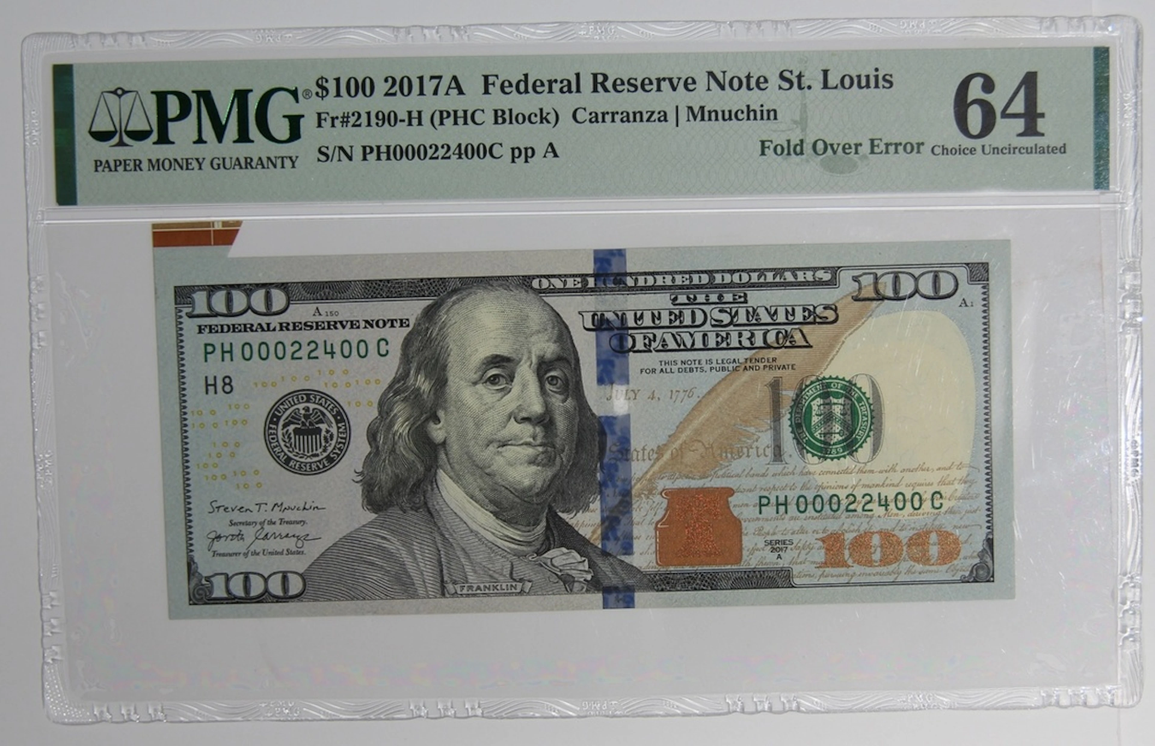 United States, Federal Reserve Note, St. Louis, ERROR $100, 2017A