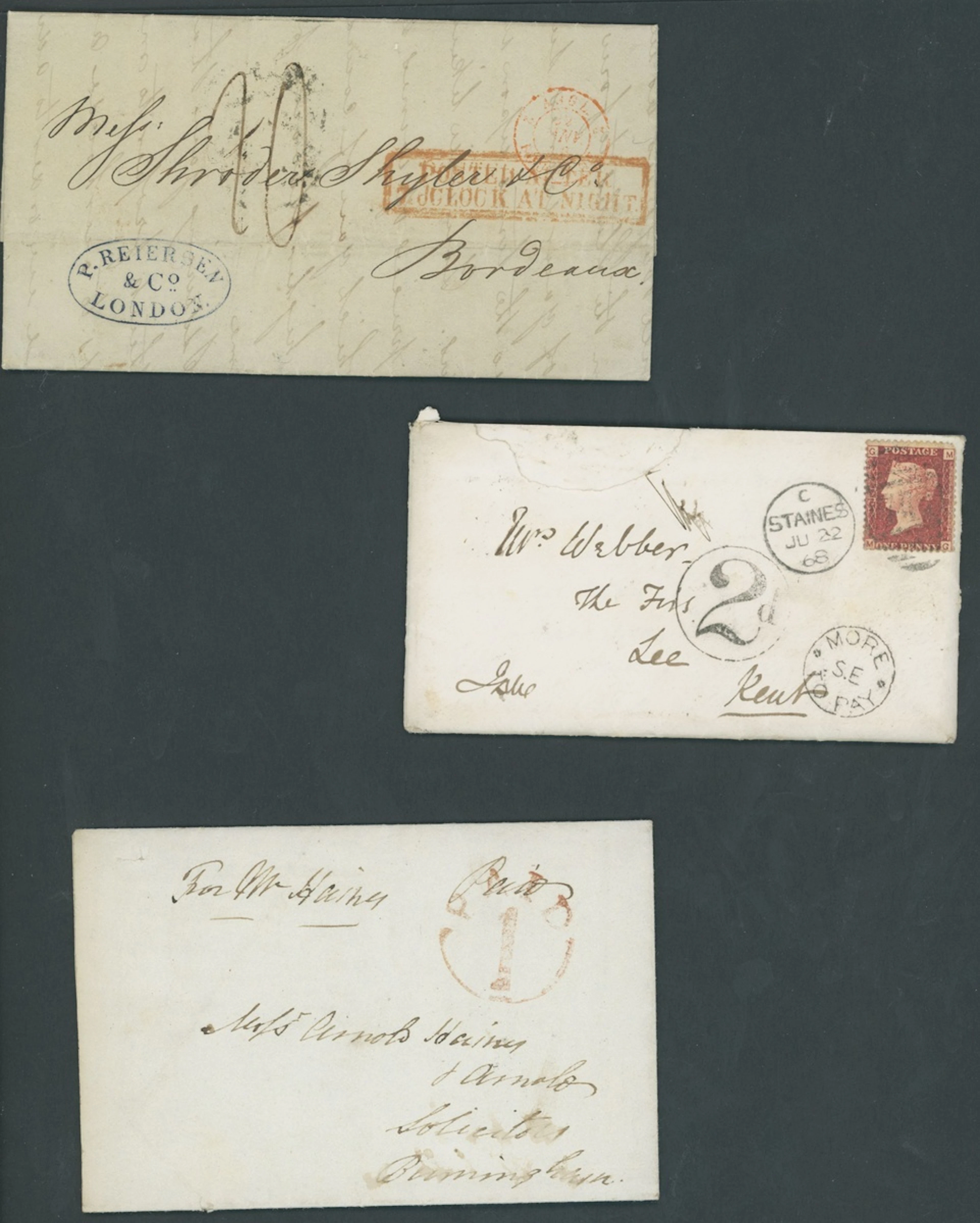 Great Britain Postal History 1840-72 a group of entires/entire letters