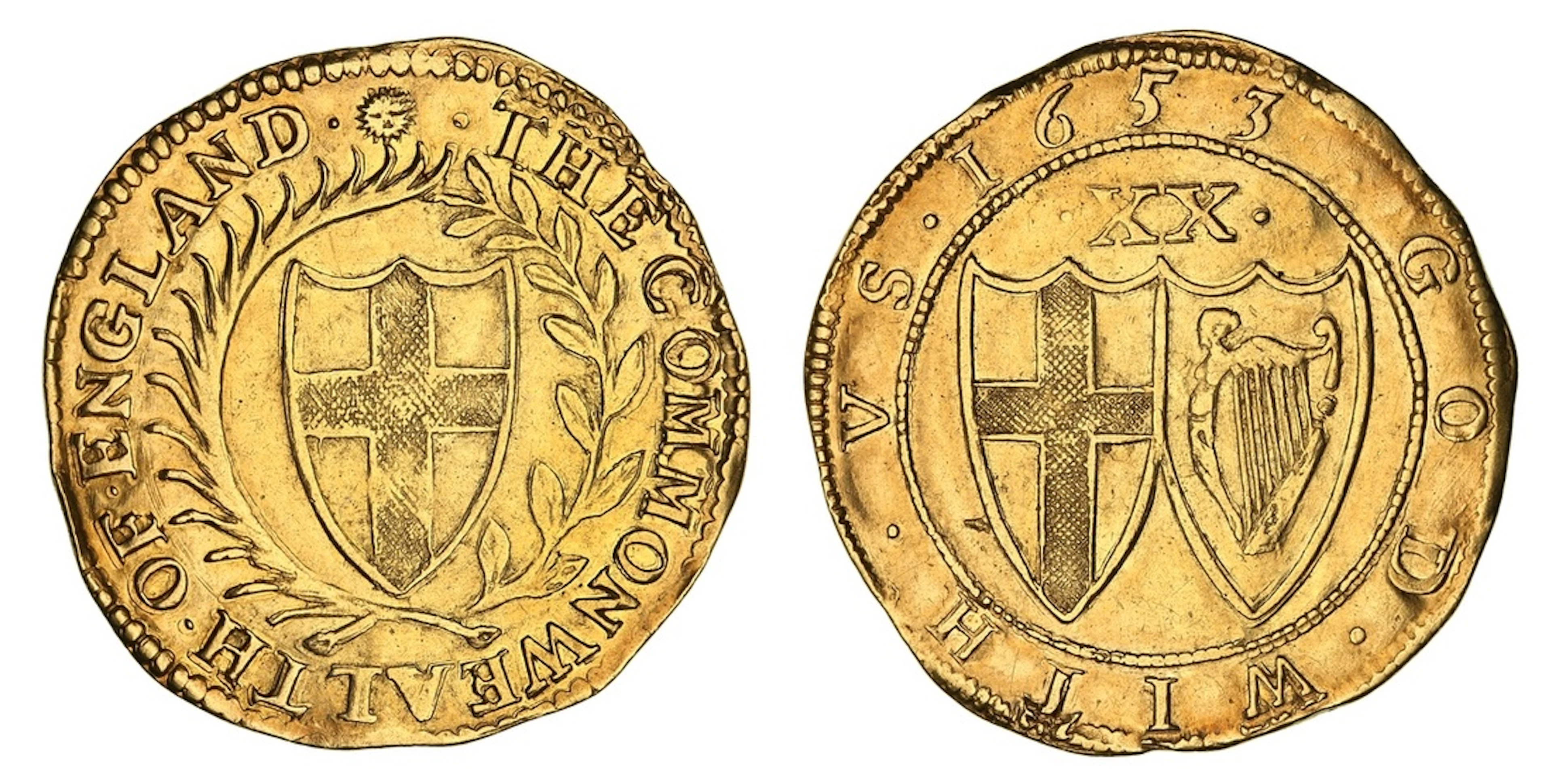 Commonwealth (1649-1660), Gold Unite, 1653, Tower, (m.m.) • THE COMMONWEALTH