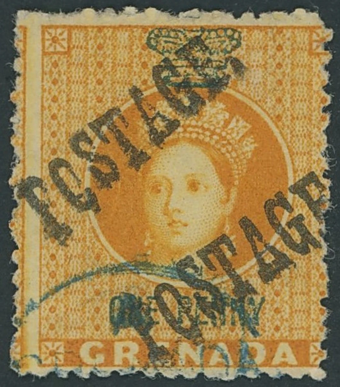 Grenada Issued Stamps 1883 (Jan.) large "postage" overprinted diagonally