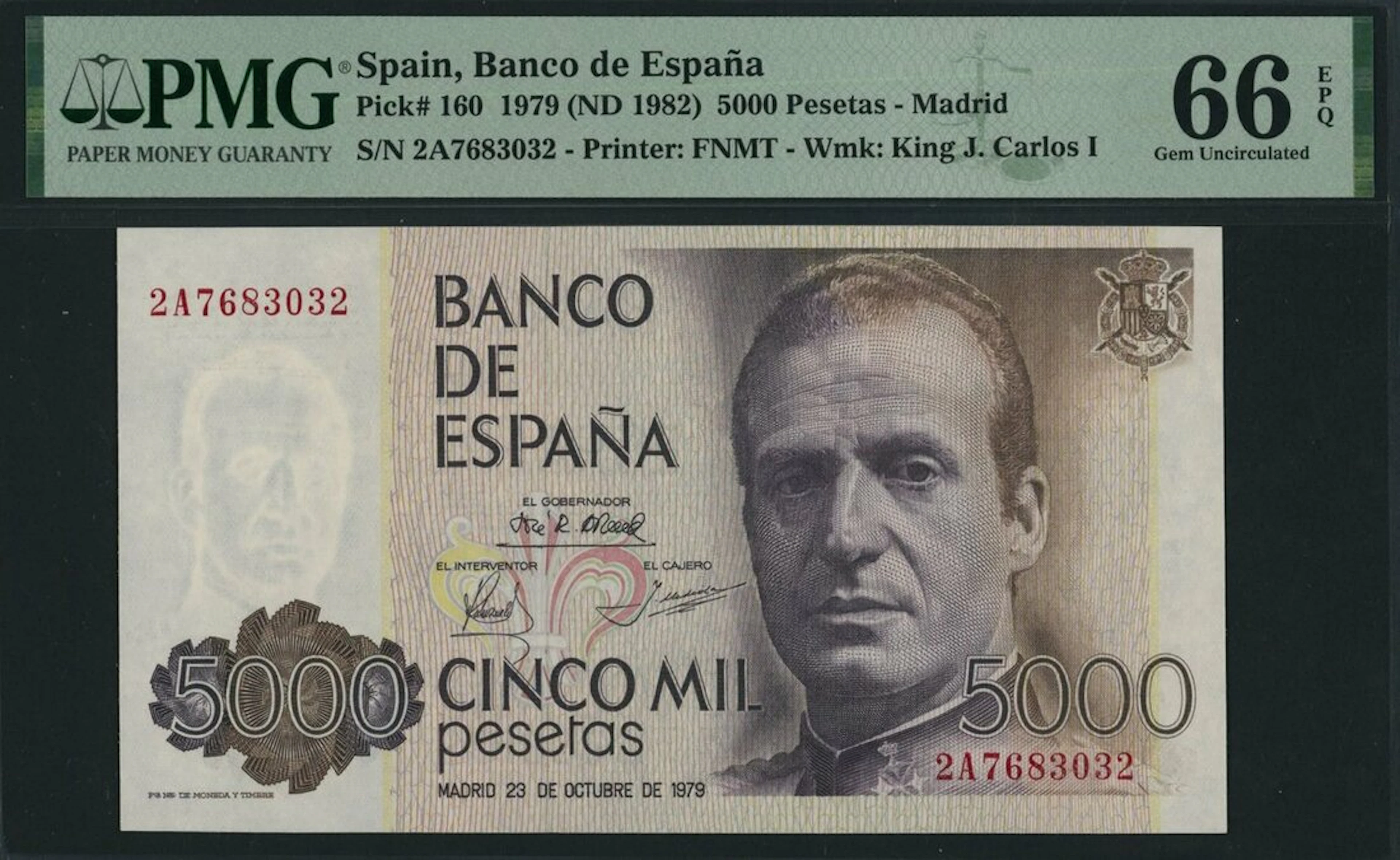 Banco de España, Spain, 5000 Pesetas, Madrid, 23rd October 1979, serial