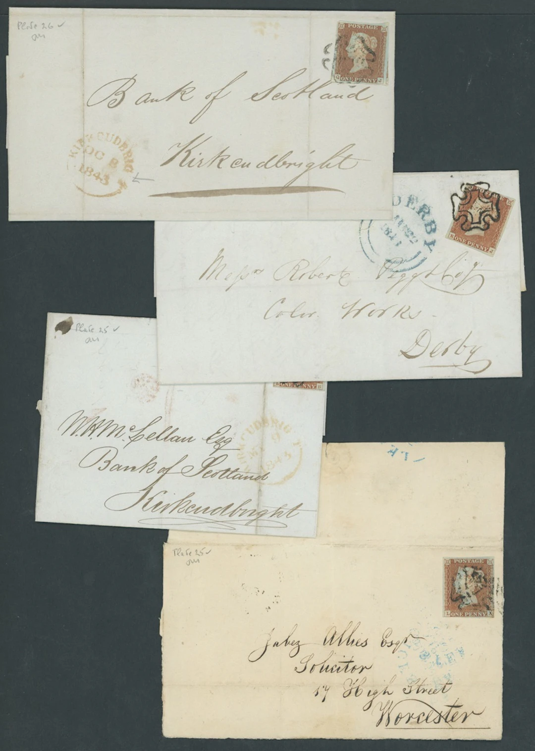 Great Britain 1841-53 One Penny Red-Brown Mixed Plates Plates 12-27