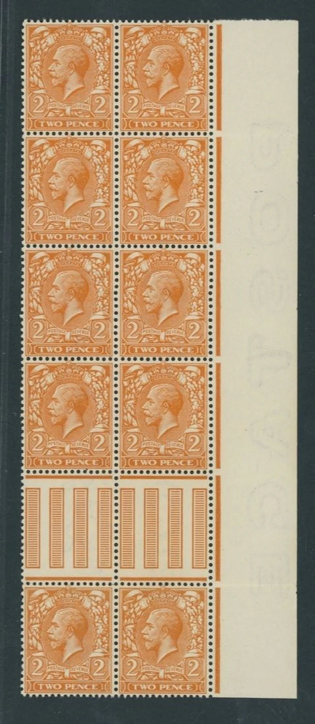 Great Britain King George V 1912-24, Watermark Simple Cypher 2d. orange