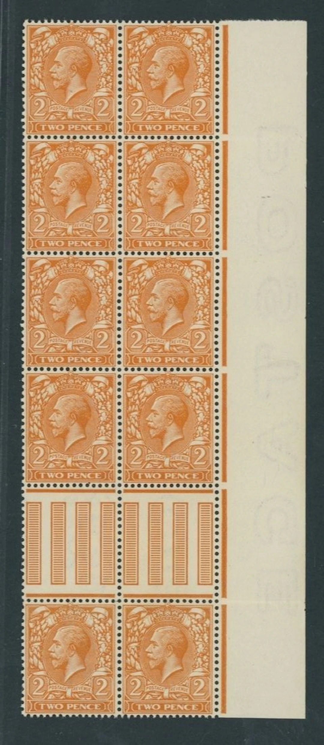 Great Britain King George V 1912-24, Watermark Simple Cypher 2d. orange