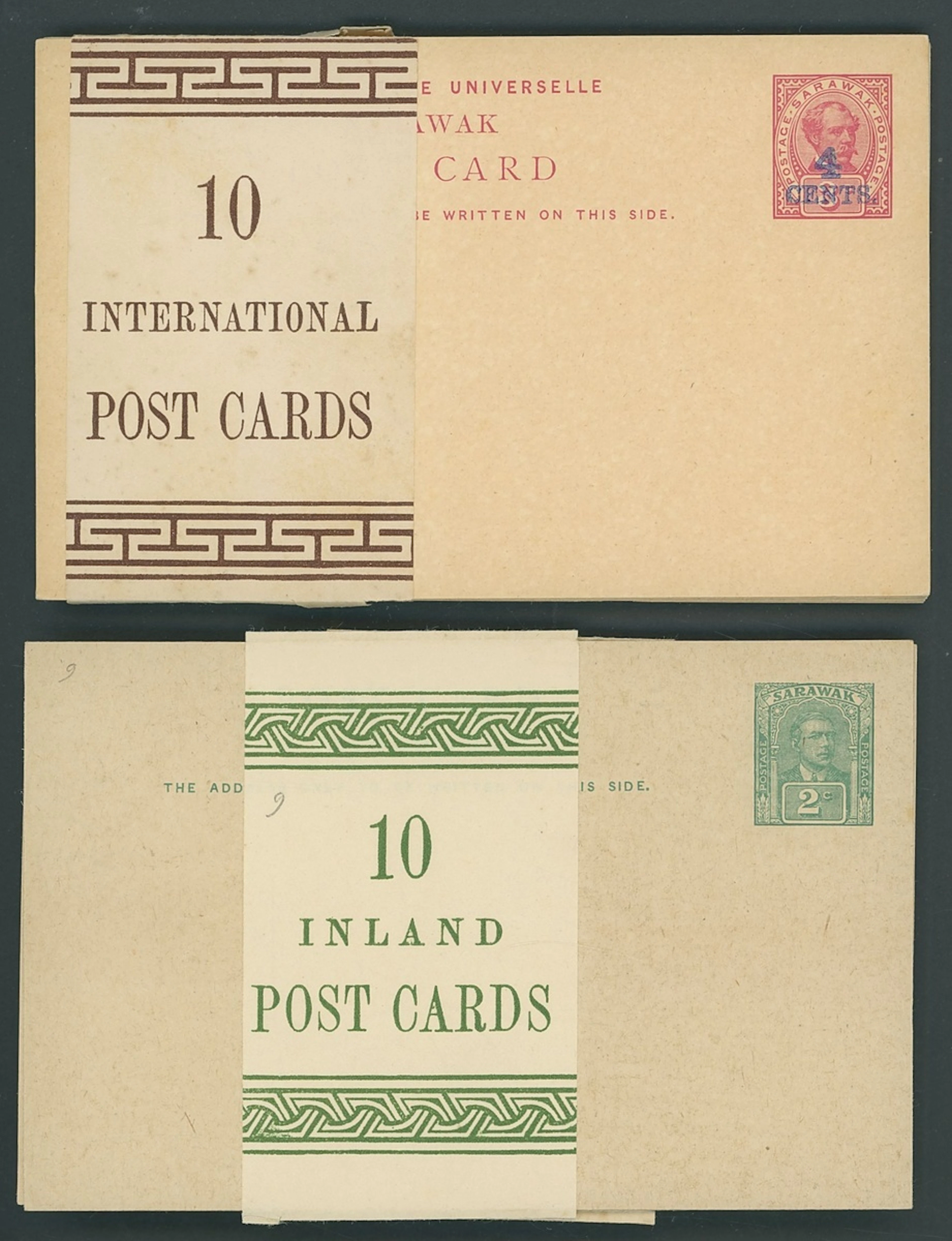Sarawak Postal Stationery Postcards 1899 4c. on 3c. A complete pack