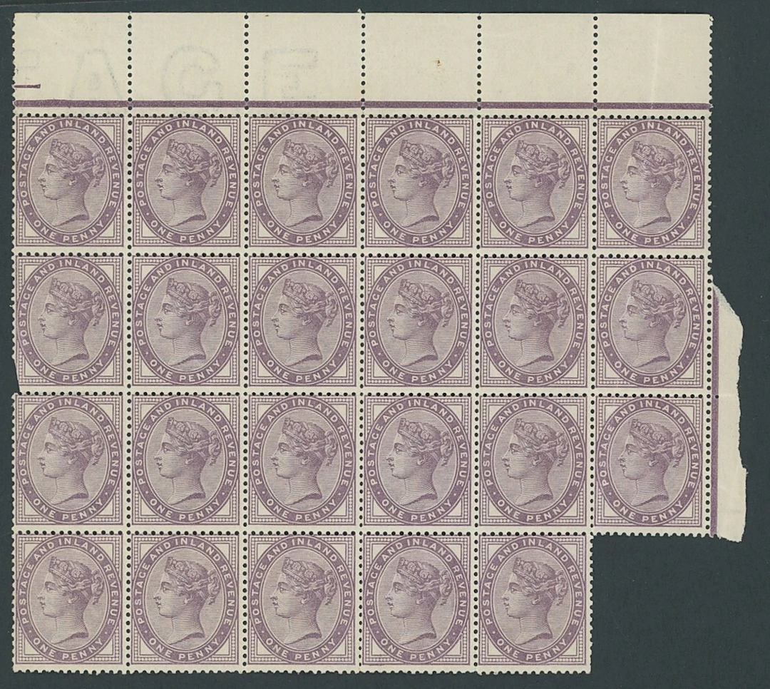 Great Britain 1881 Die II 1d. lilac irregular block of twenty-three