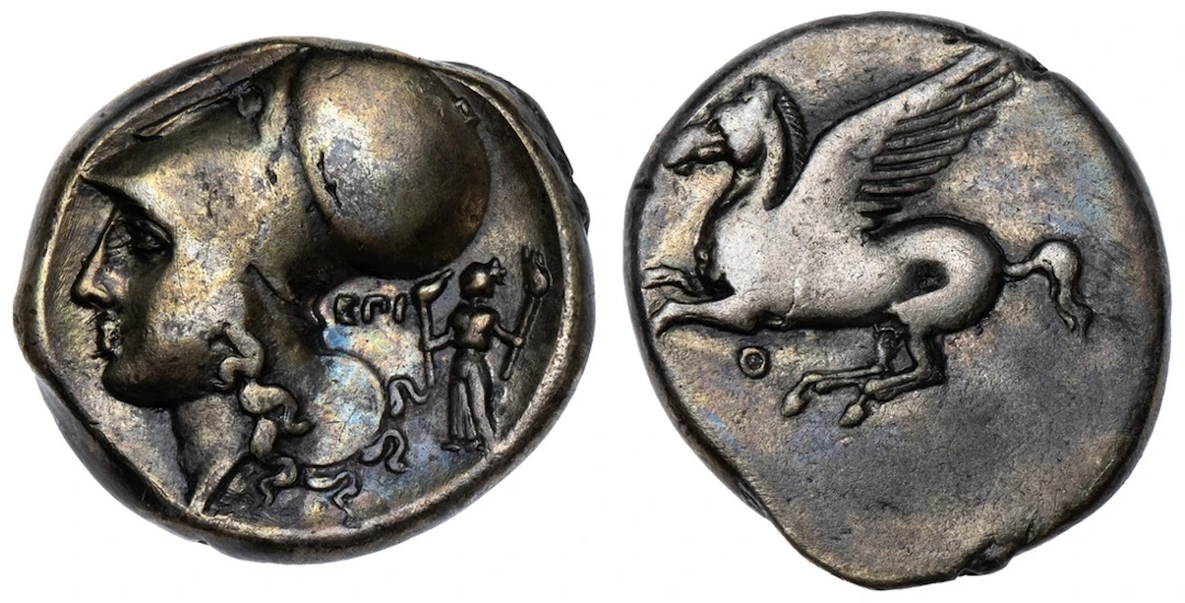 Akarnania, Tyrrheion, AR Stater, struck c. 350-250 BC, Pegasos flying