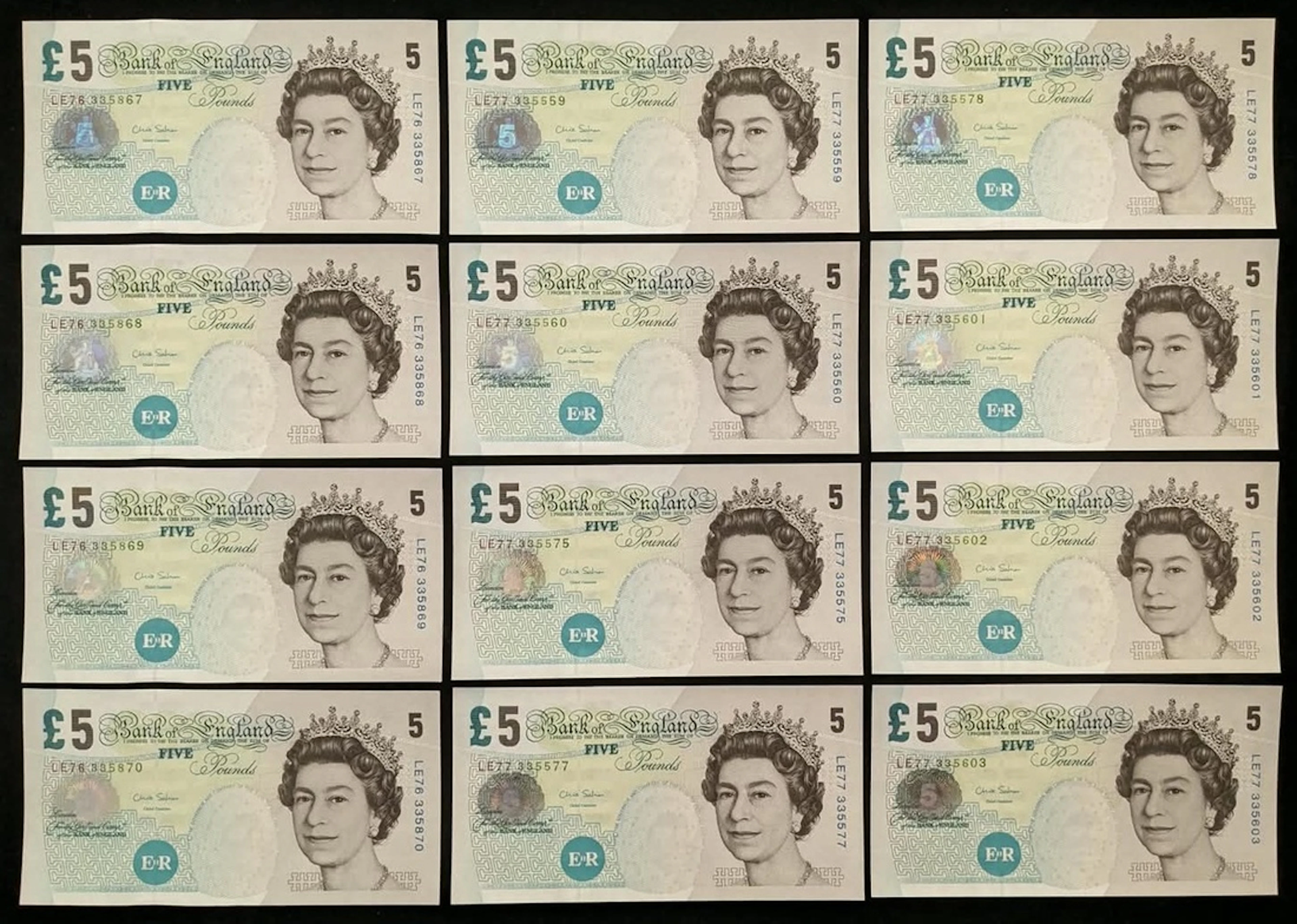 Bank of England, Great Britain, £5 (12), ND (2012), prefixes LE76