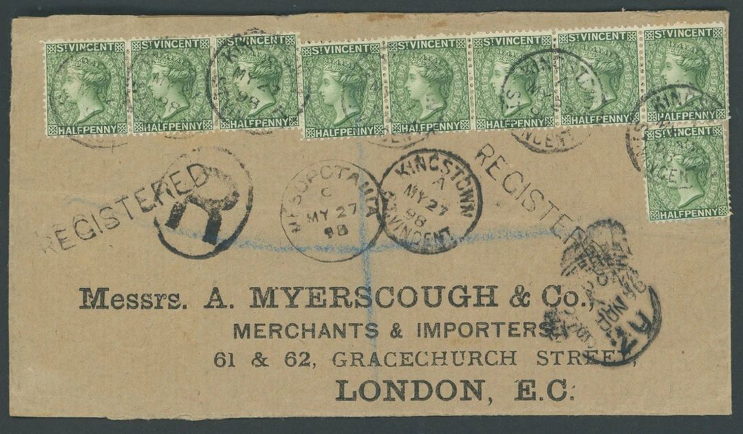 St. Vincent Covers and Cancellations Village Datestamps 1898 (27 May)