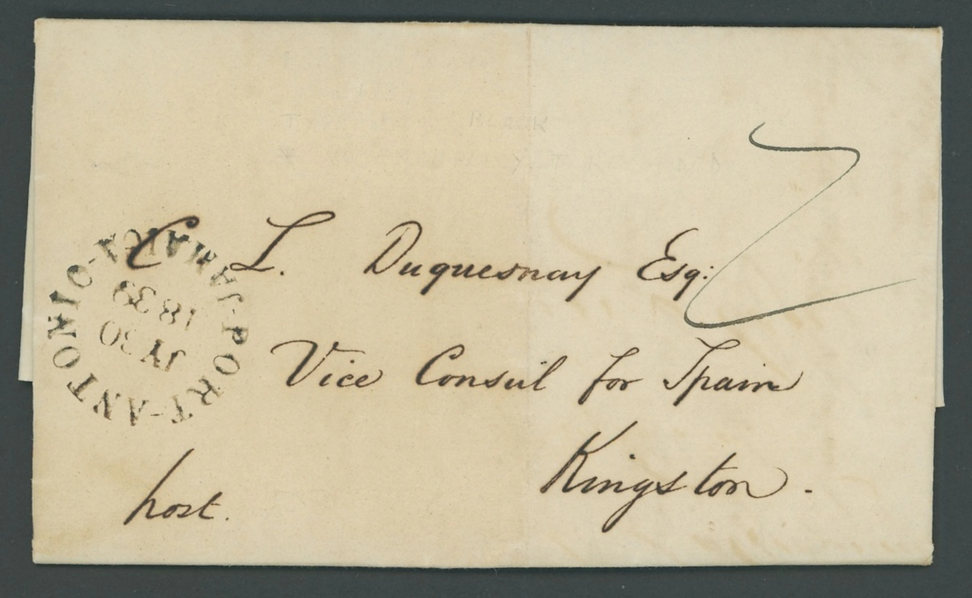 Jamaica Early Post Town Datestamps Type D1 with Jamaica at foot 1839