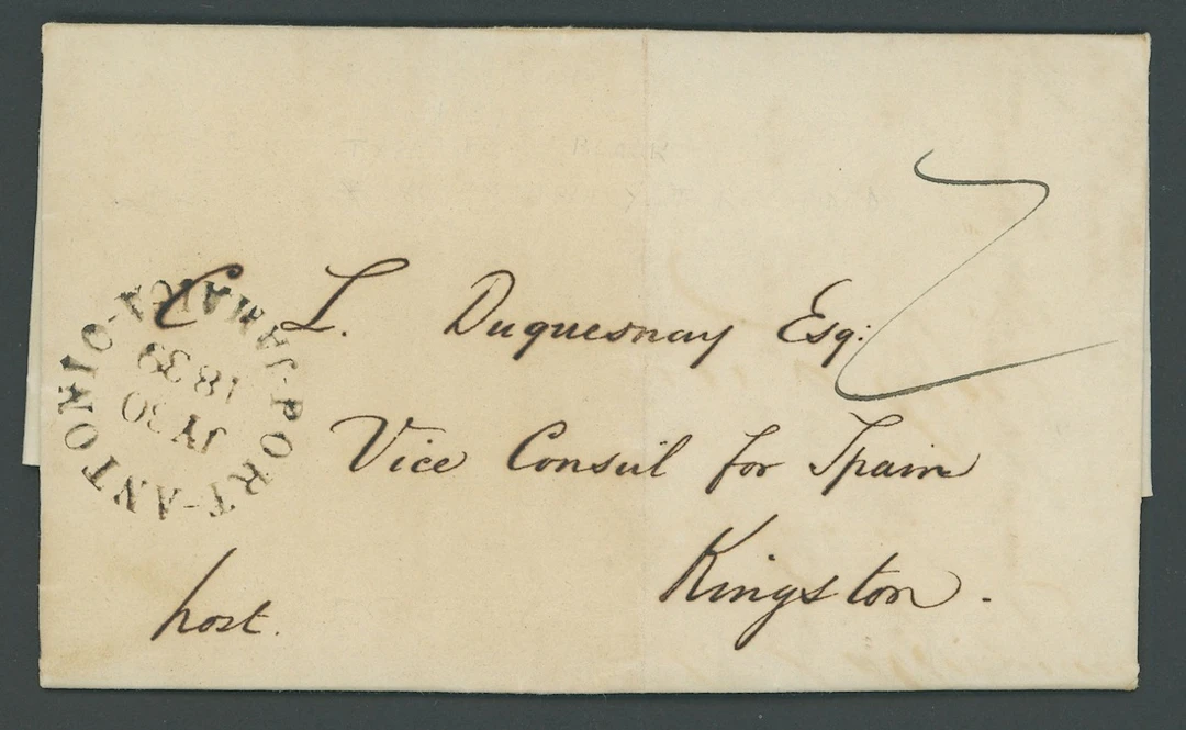 Jamaica Early Post Town Datestamps Type D1 with Jamaica at foot 1839