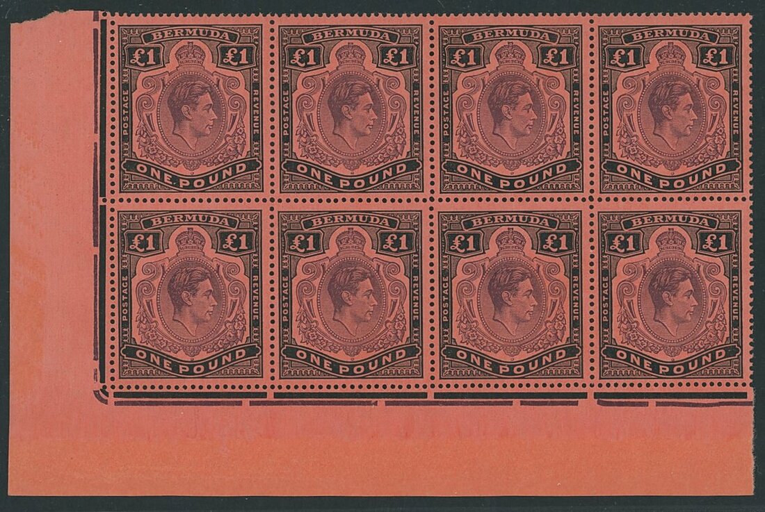 Bermuda 1938-53 High Value Keyplates Perf. 14 (comb) £1 deep reddish