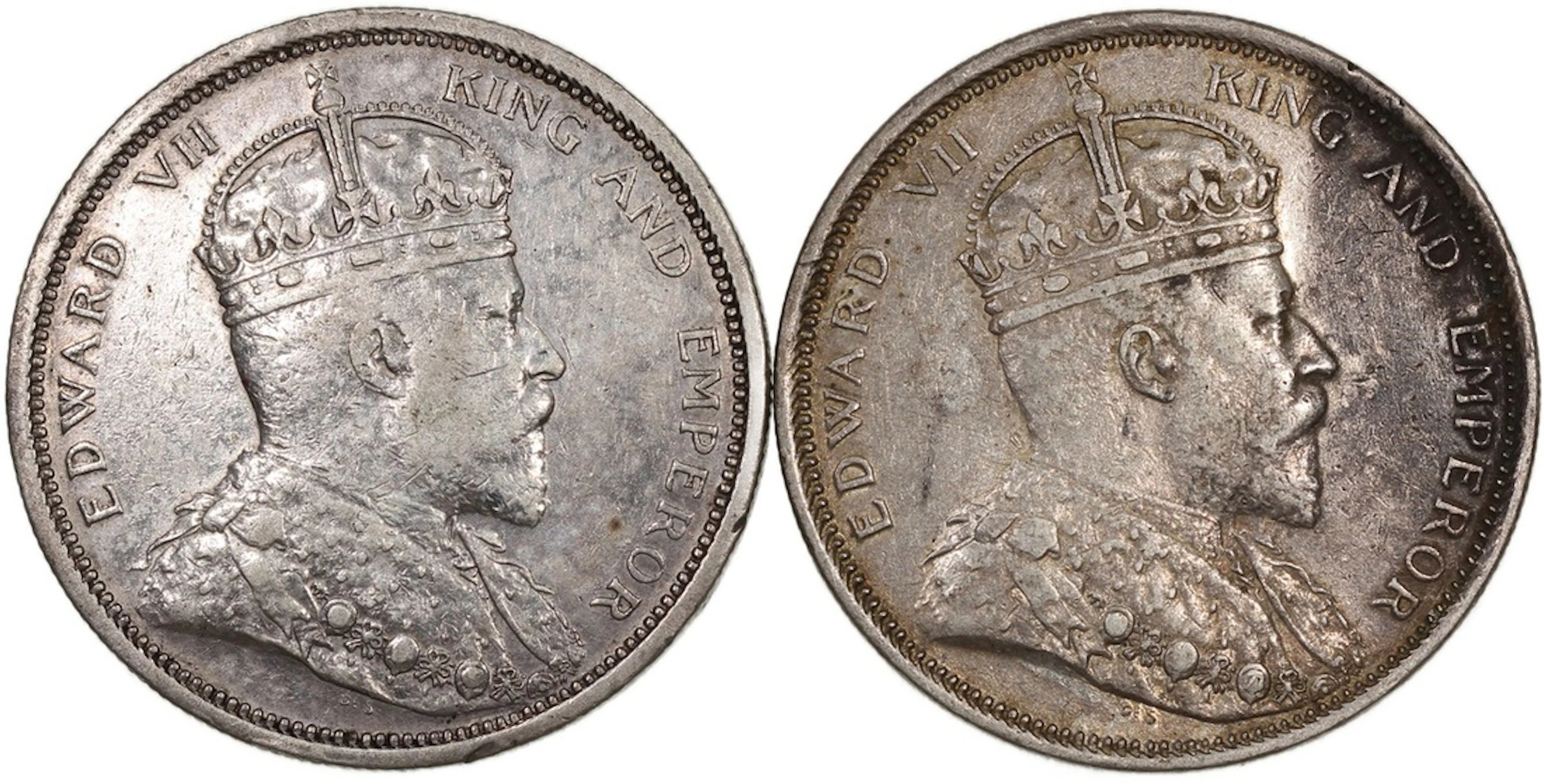 Straits Settlements, Edward VII, silver dollar (2), 1903, 1904