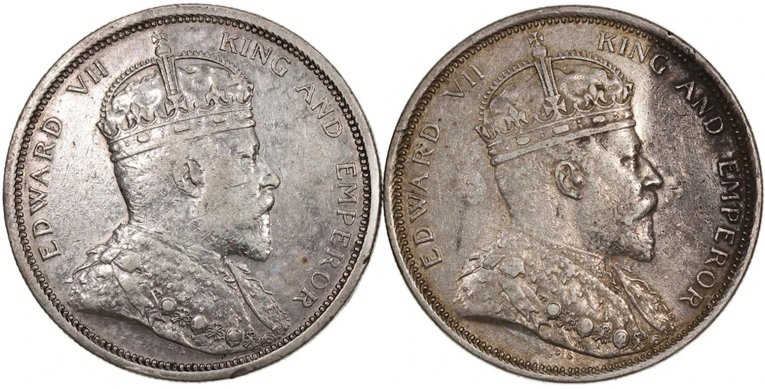 Straits Settlements, Edward VII, silver dollar (2), 1903, 1904