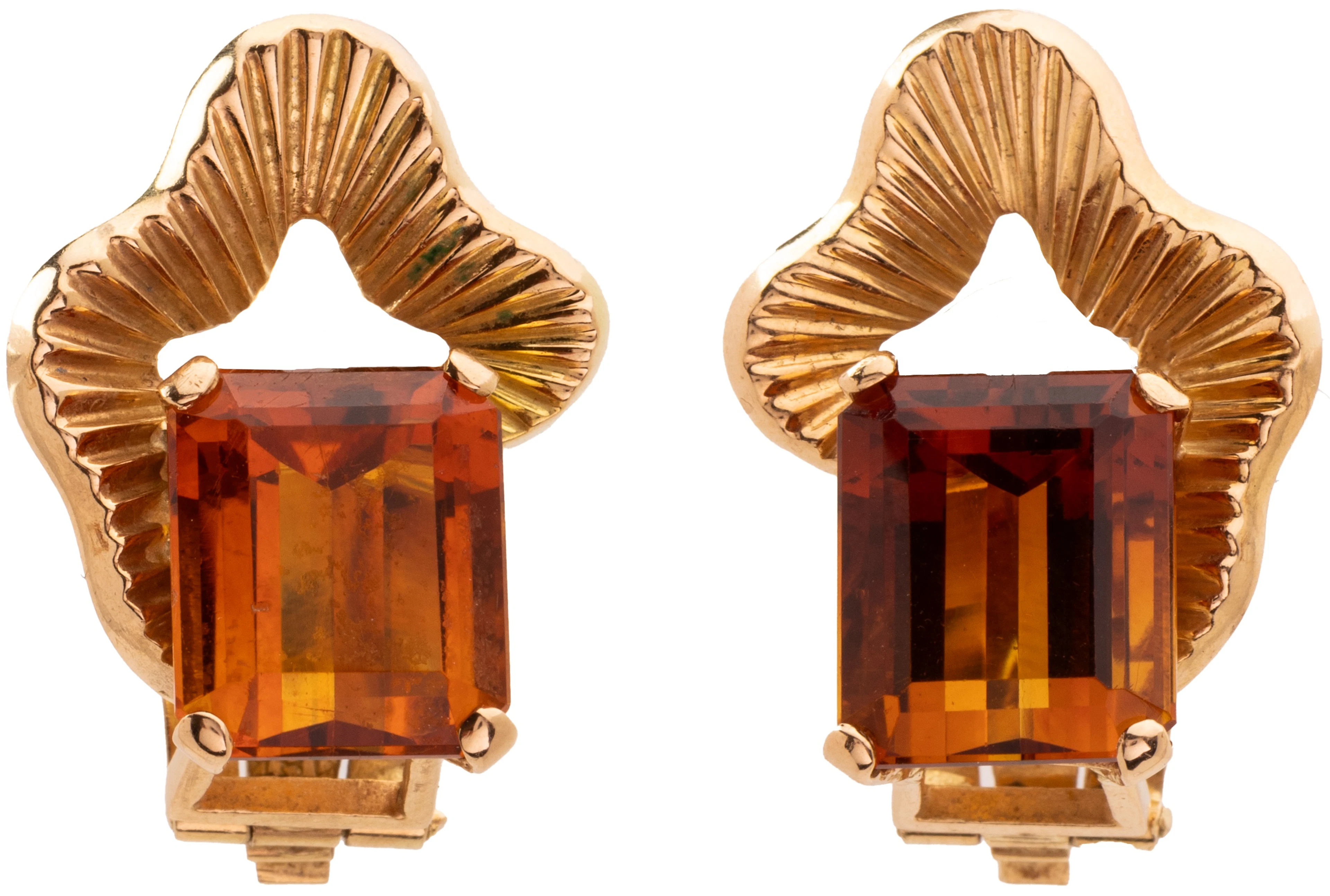 A PAIR OF CITRINE STATEMENT EARRINGS