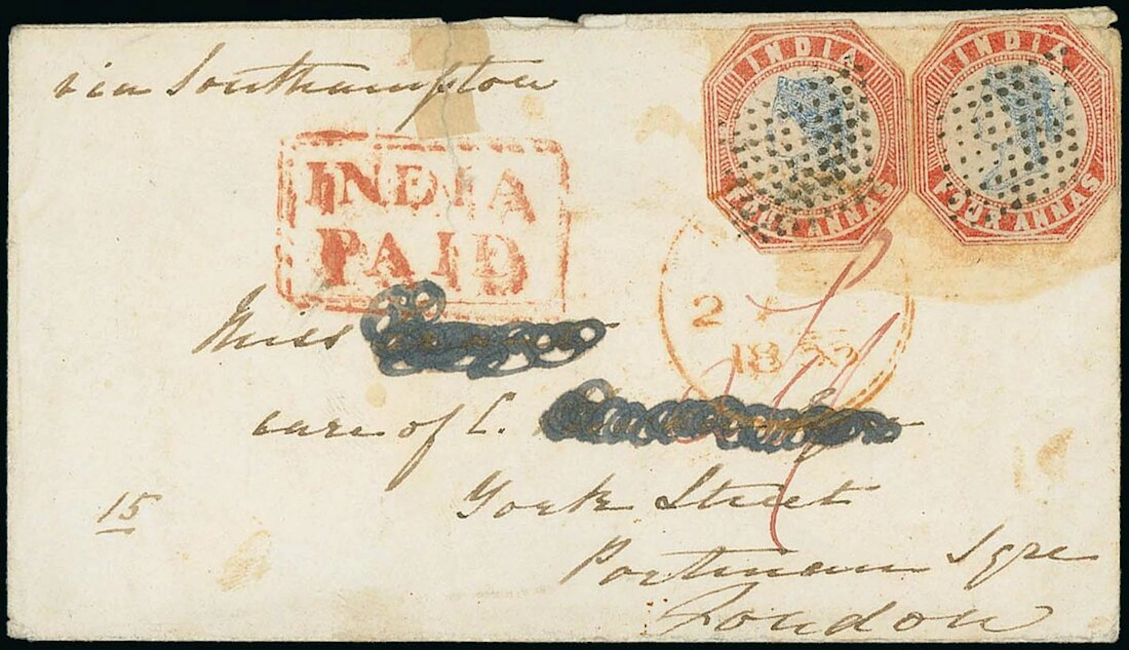 India The 1854-55 Lithographed Issues Covers and Cancellations 1855