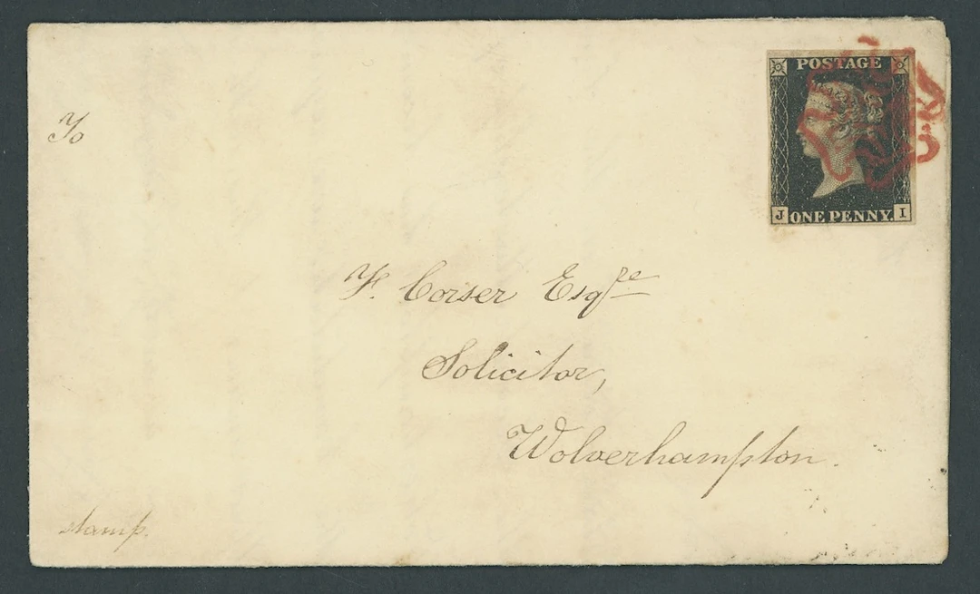 Great Britain 1840 One Penny Black Plate 10 JI, four good margins