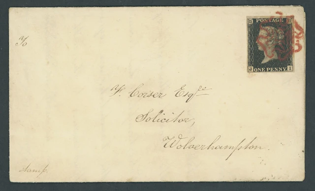 Great Britain 1840 One Penny Black Plate 10 JI, four good margins
