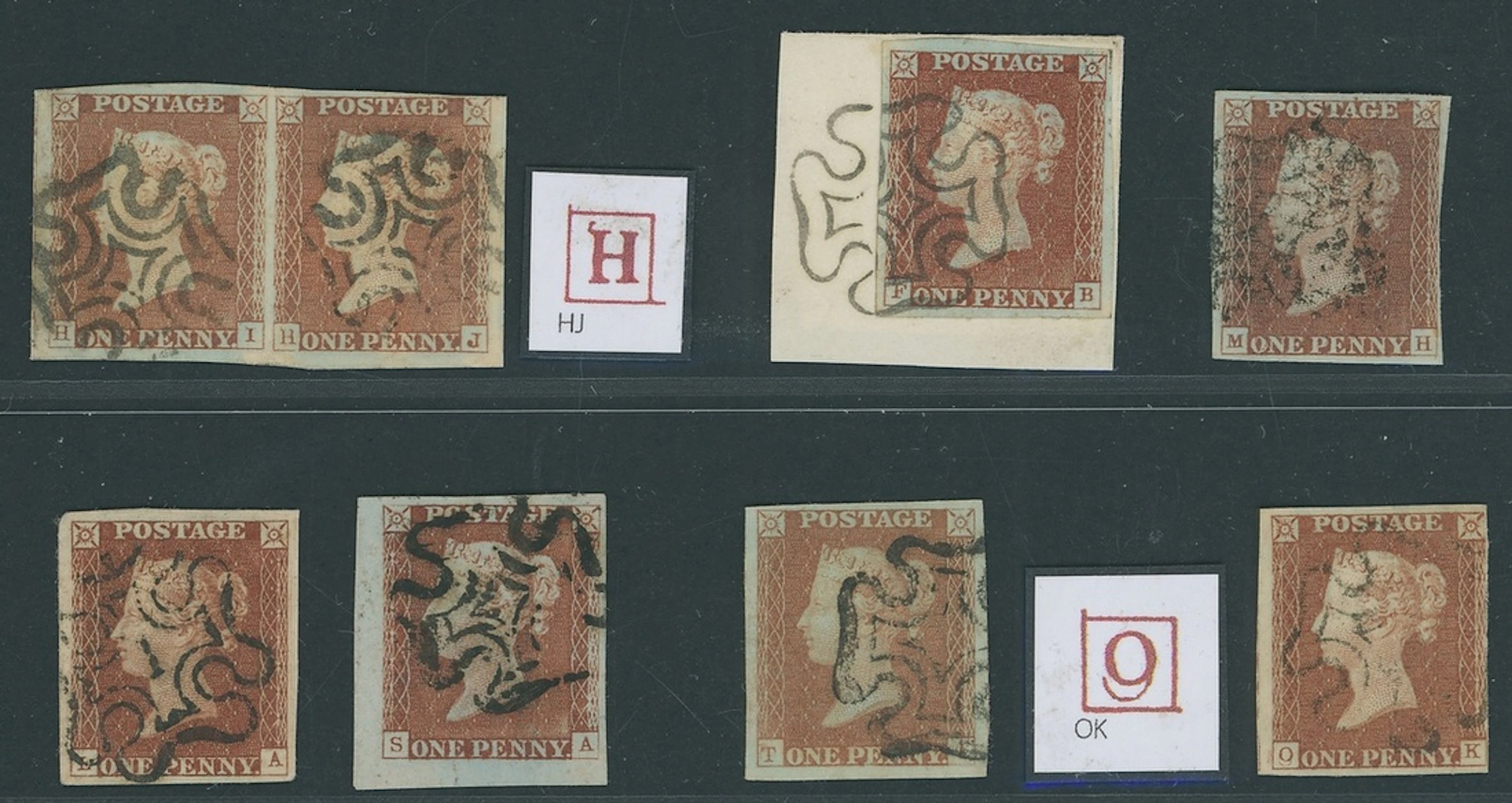Great Britain 1841-53 One Penny Red-Brown Plate 12: DD-DE horizontal