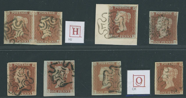 Great Britain 1841-53 One Penny Red-Brown Plate 12: DD-DE horizontal