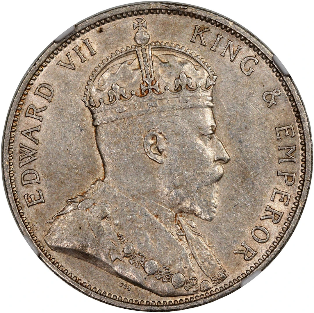 Hong Kong, [NGC AU Details] silver 50 cents, 1905, Edward VII on obverse