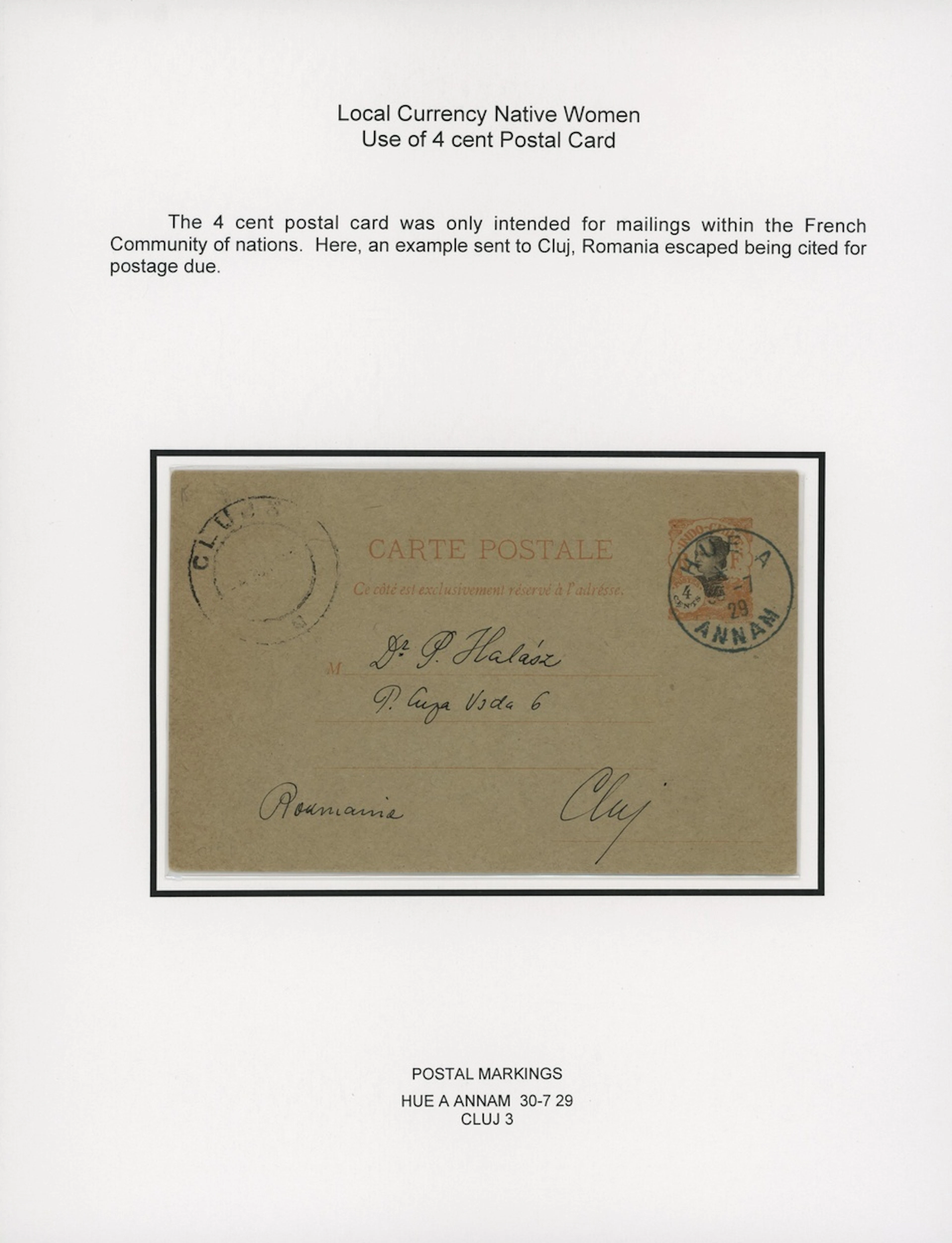 Indo-China French Indo-Chinese Post Office 1922 Native Women issue - stationery