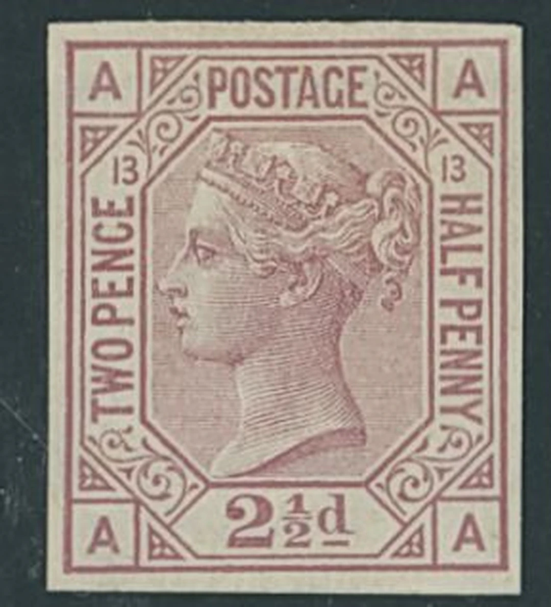 Great Britain 1873-80 Watermark Orb 2½d. rosy mauve, Plate 13 imperforate