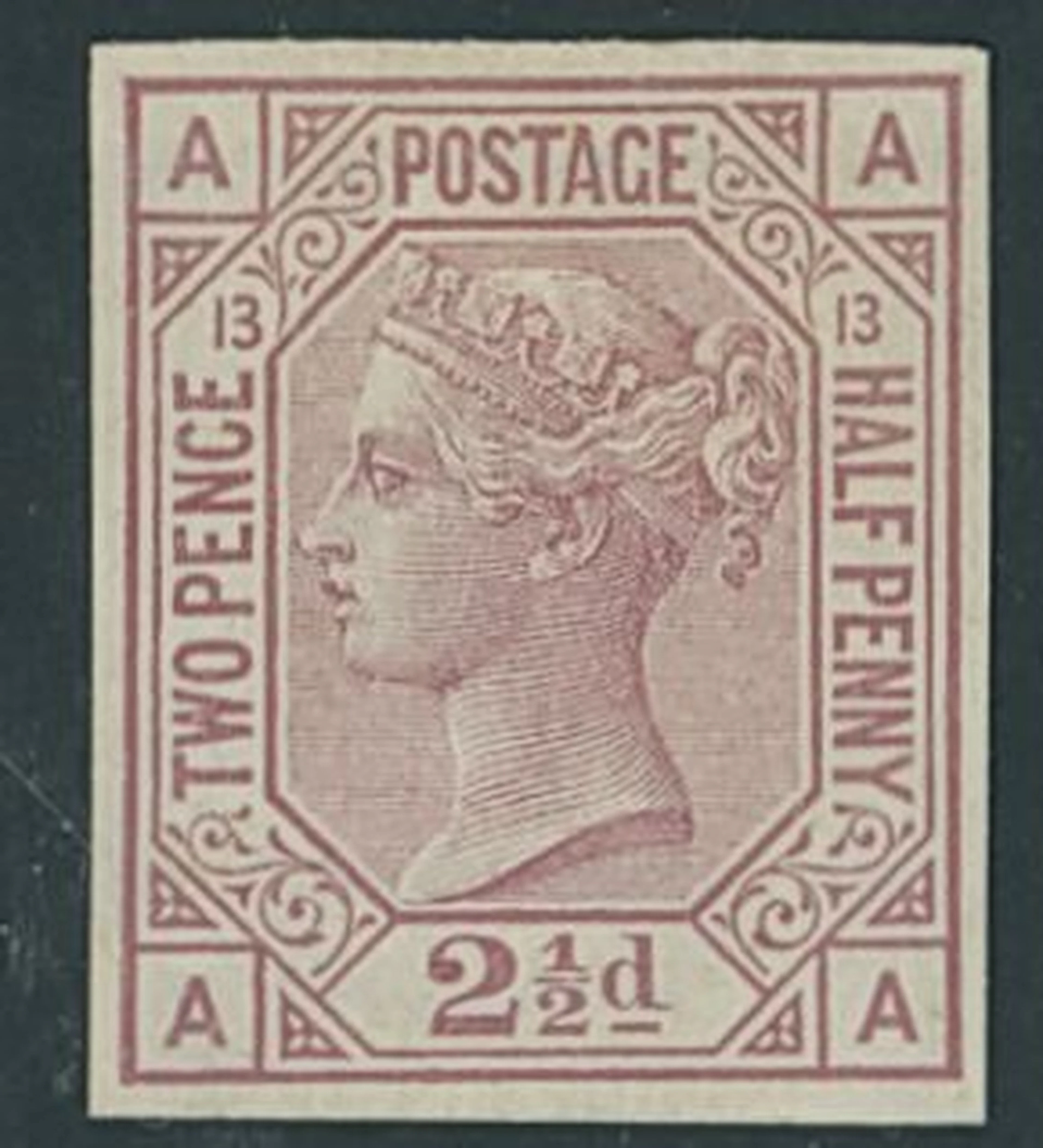 Great Britain 1873-80 Watermark Orb 2½d. rosy mauve, Plate 13 imperforate