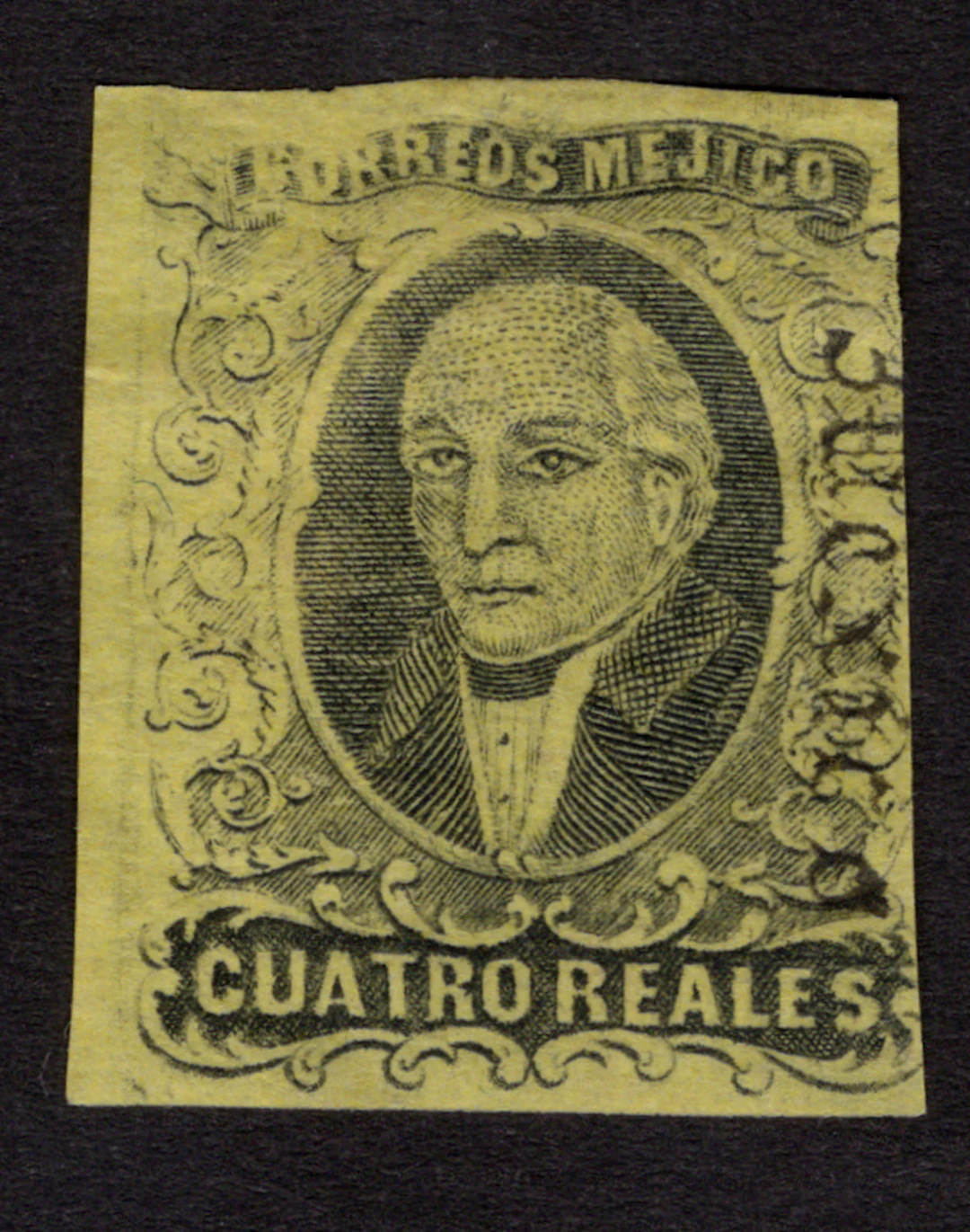 1856-1883 Classic Period 1867, "Hidalgo," 4r. on yellow with gothic