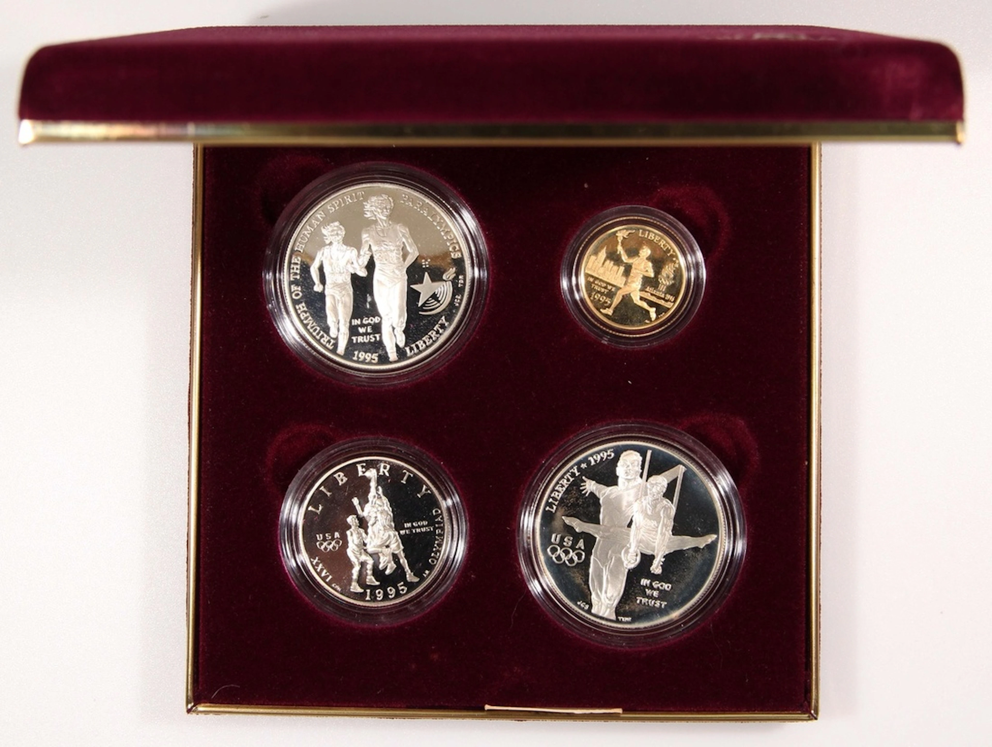 United States, a proof set of 4x, including: gold $5, silver $1 (2)