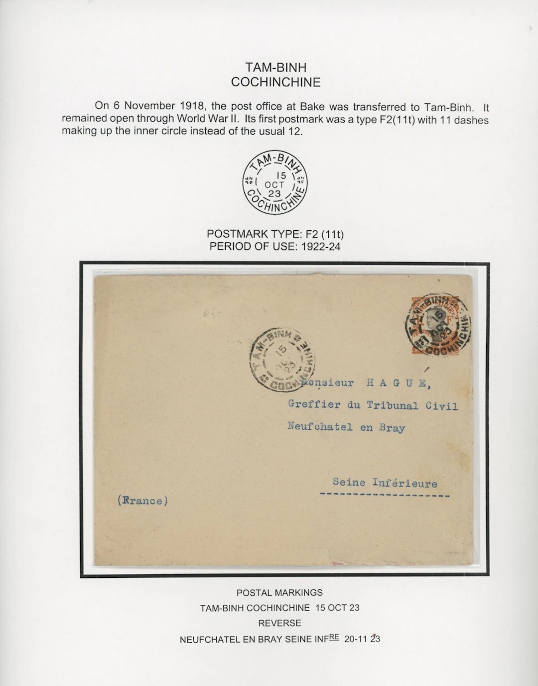 Indo-China French Indo-Chinese Post Office Cochinchine postmarks