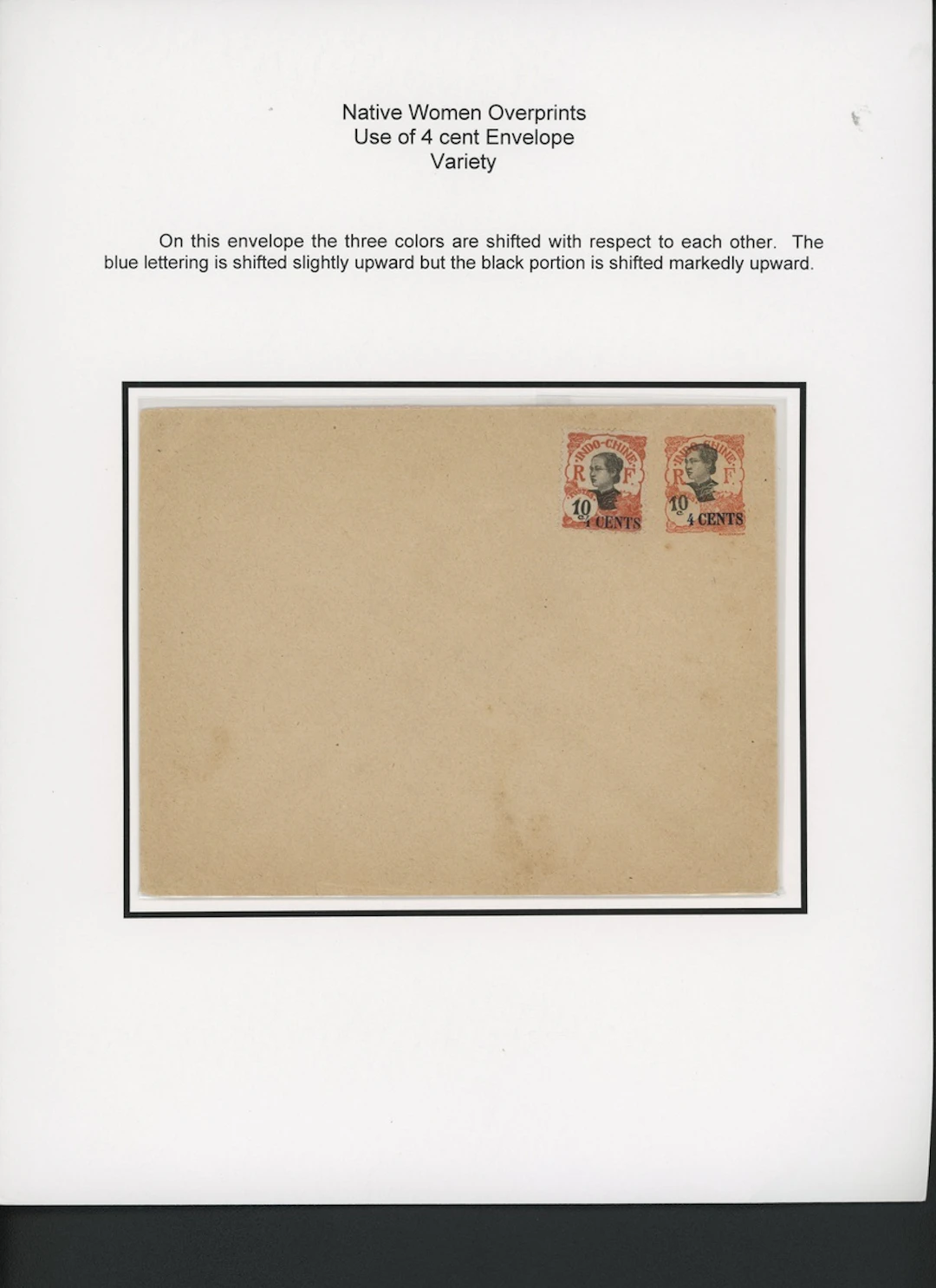 Indo-China French Indo-Chinese Post Office 1919 Native Women overprinted