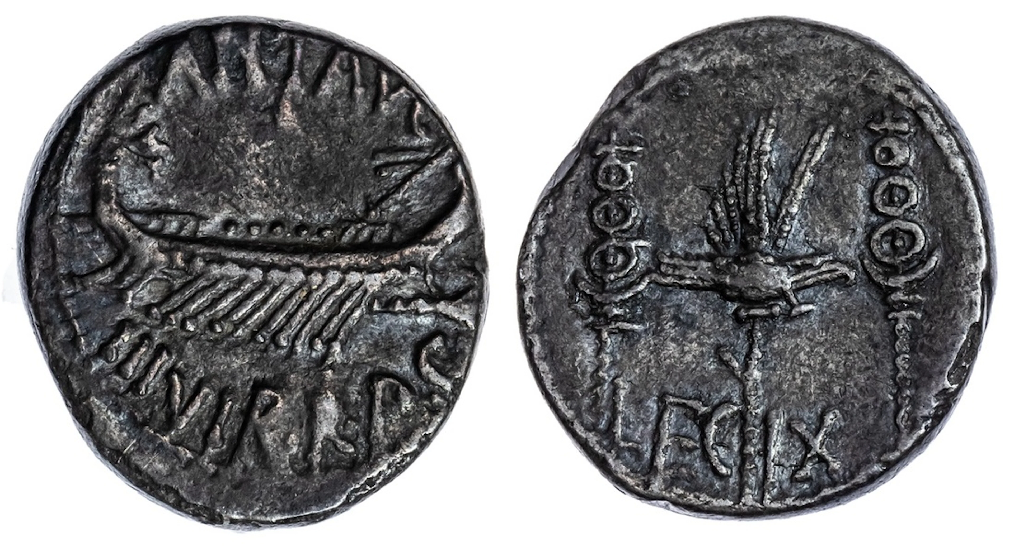 Roman Republic, Marc Antony AR Denarius, struck 32-31 BC, Military