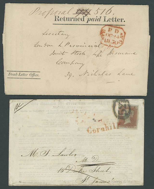 Great Britain Postal History 1850 (8 Oct.), "London and Provincial