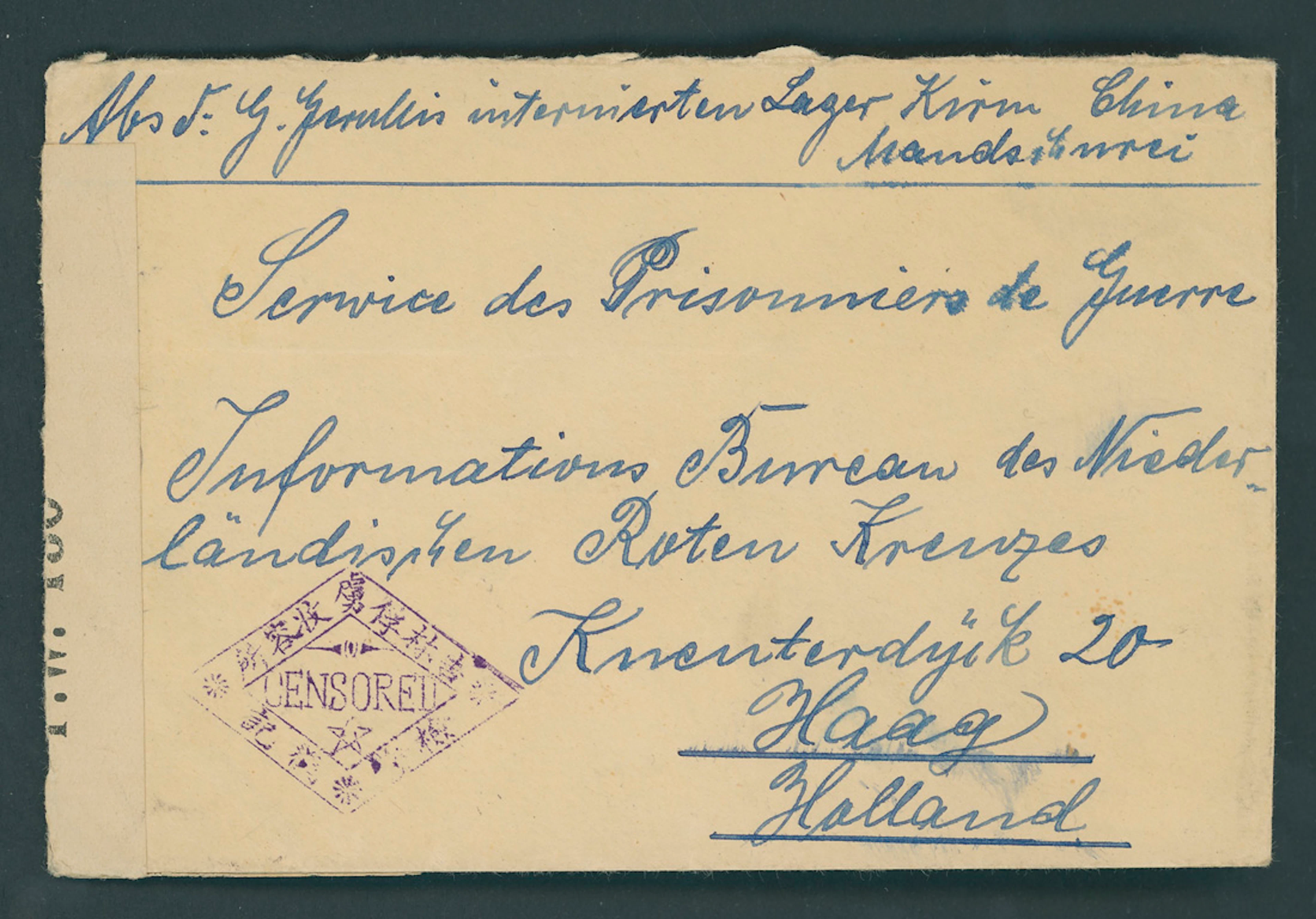 China Covers and Cancellations Censored Mail Kirin: 1918 stampless