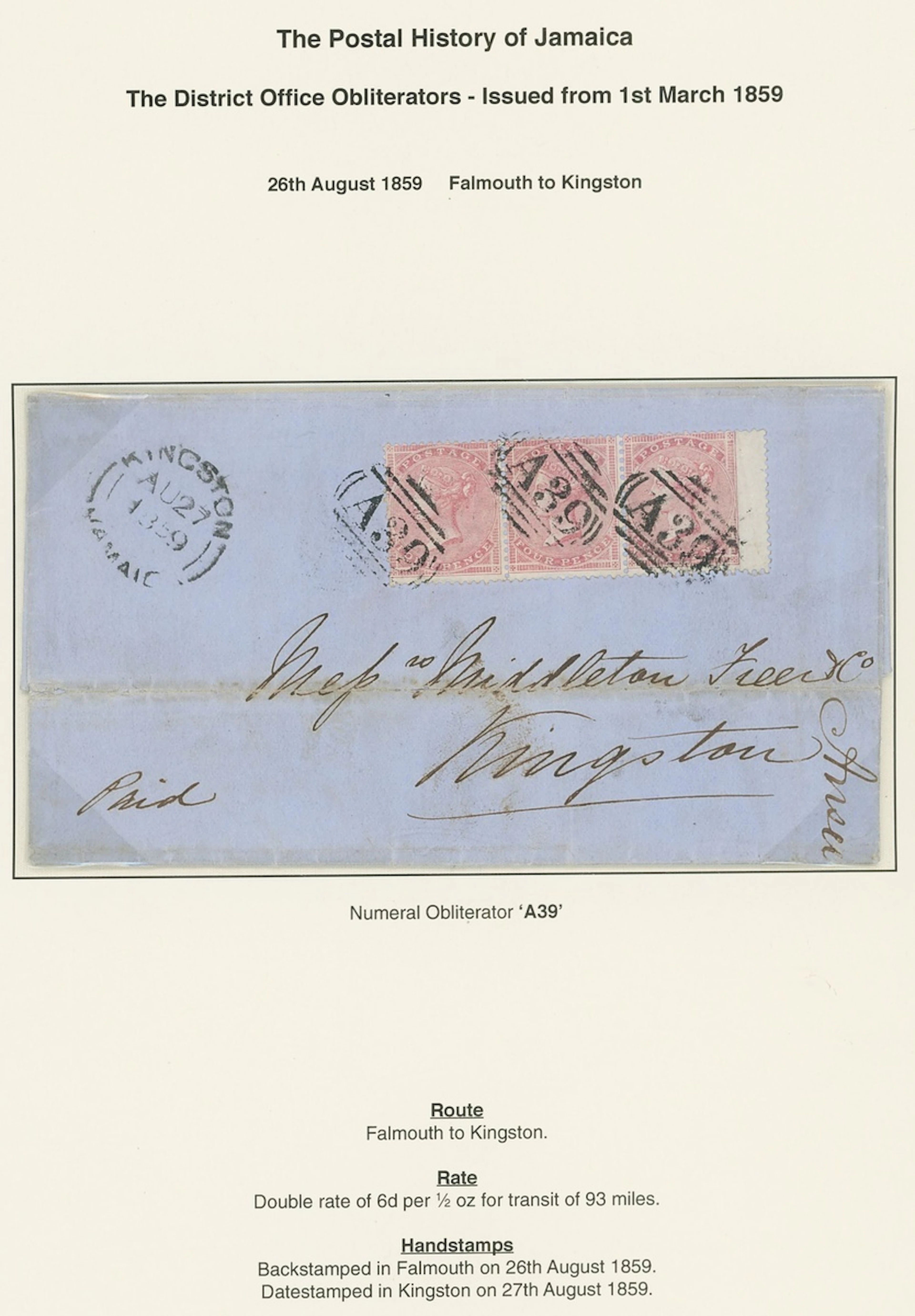 Jamaica Great Britain used in Jamaica Imperial Issues used at Post
